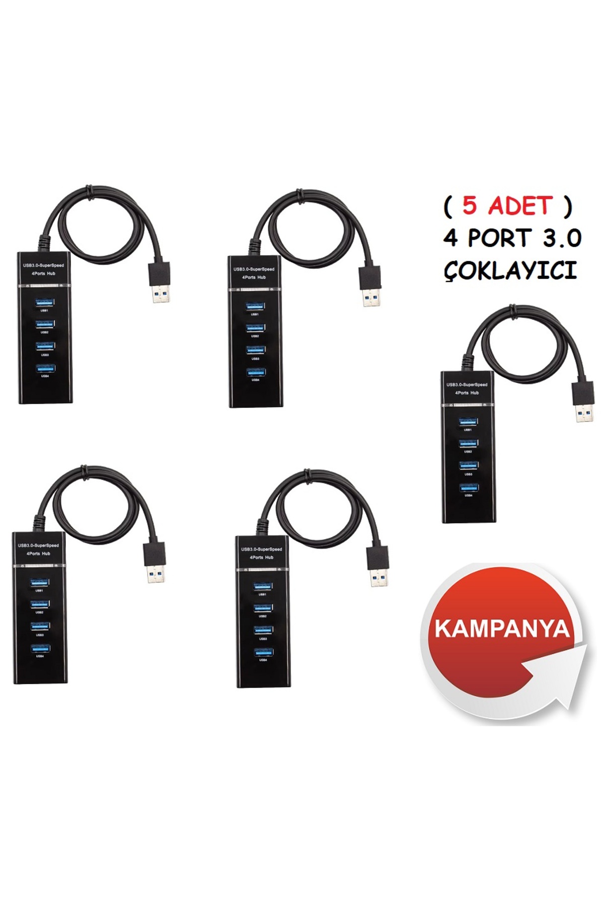 4 Port Usb 3.0 Hub Çoğaltıcı Çoklayıcı Swıtch Hızlı Çoklama Splitter Laptop Bilgisayar Için 5 Adet