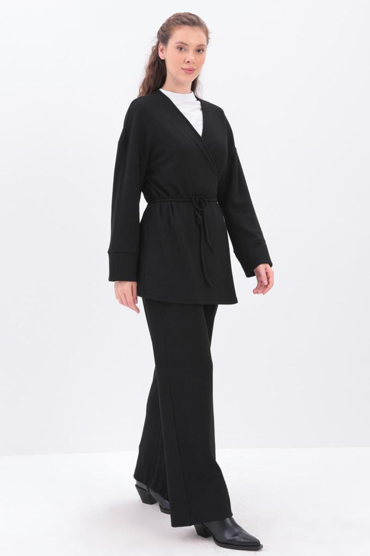 ALLDAY-Black Double-Breasted Collar Pant Suit 3