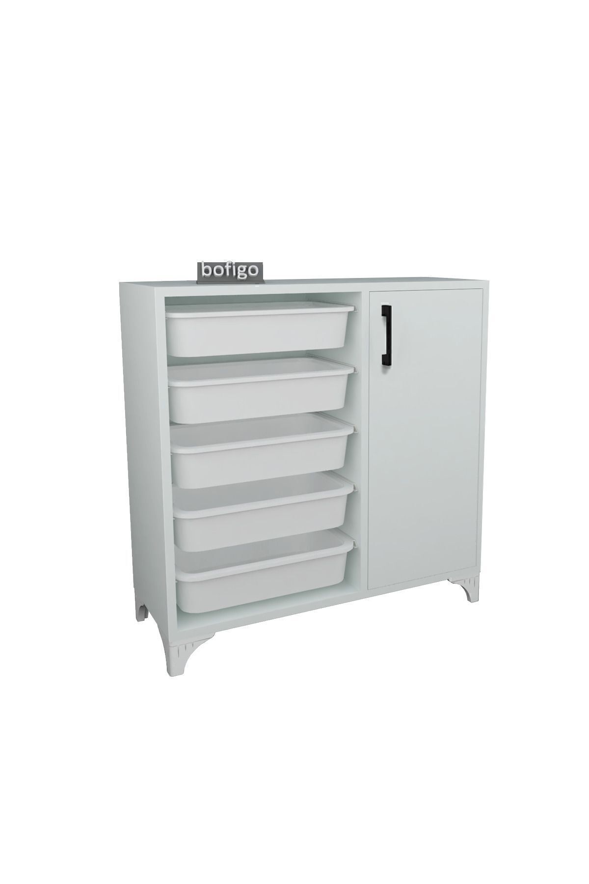 Bofigo 5 Sepetli Dolap Çok Amaçlı Dolap Oyuncak Dolabı Kayra Beyaz fotoğrafı 5 (önizleme)