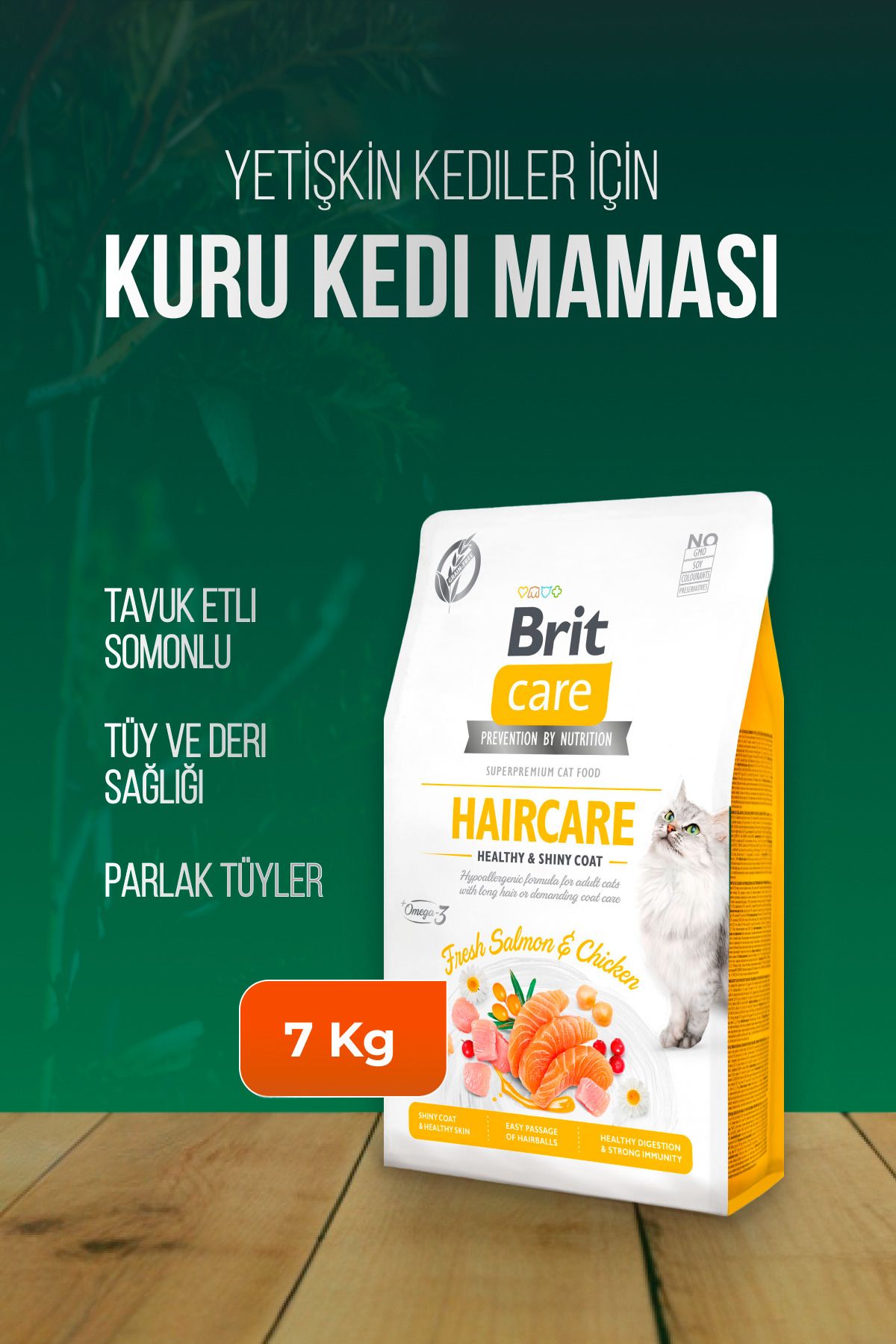 Brit Care Haircare Somonlu Ve Tavuklu Deri Ve Tüy Sağlığı Için Yetişkin Kedi Maması 7 Kg