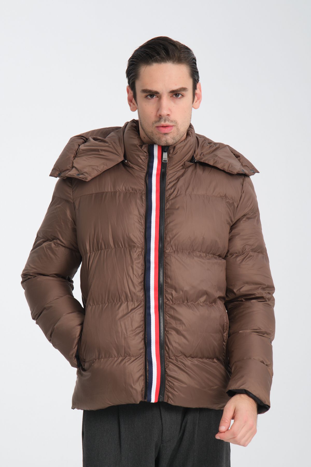 Frappoli-Men's Thick and Hooded down Jacket - Standard Fit 5