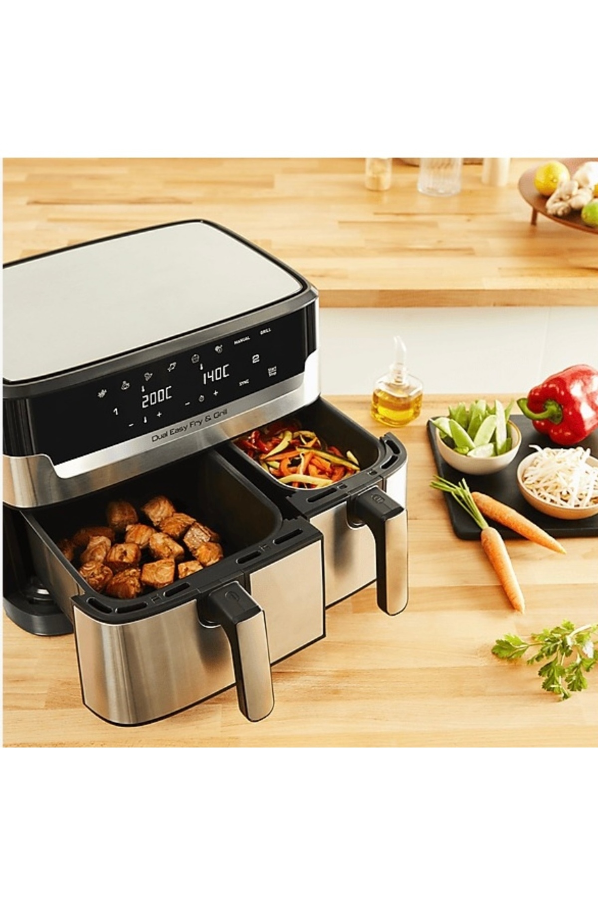 TEFAL 8 Otomatik Programlı, Çift Hazne 8,3lt Kapasite Easy Fry & Grill Premium Fritöz Airfyer Airfryer