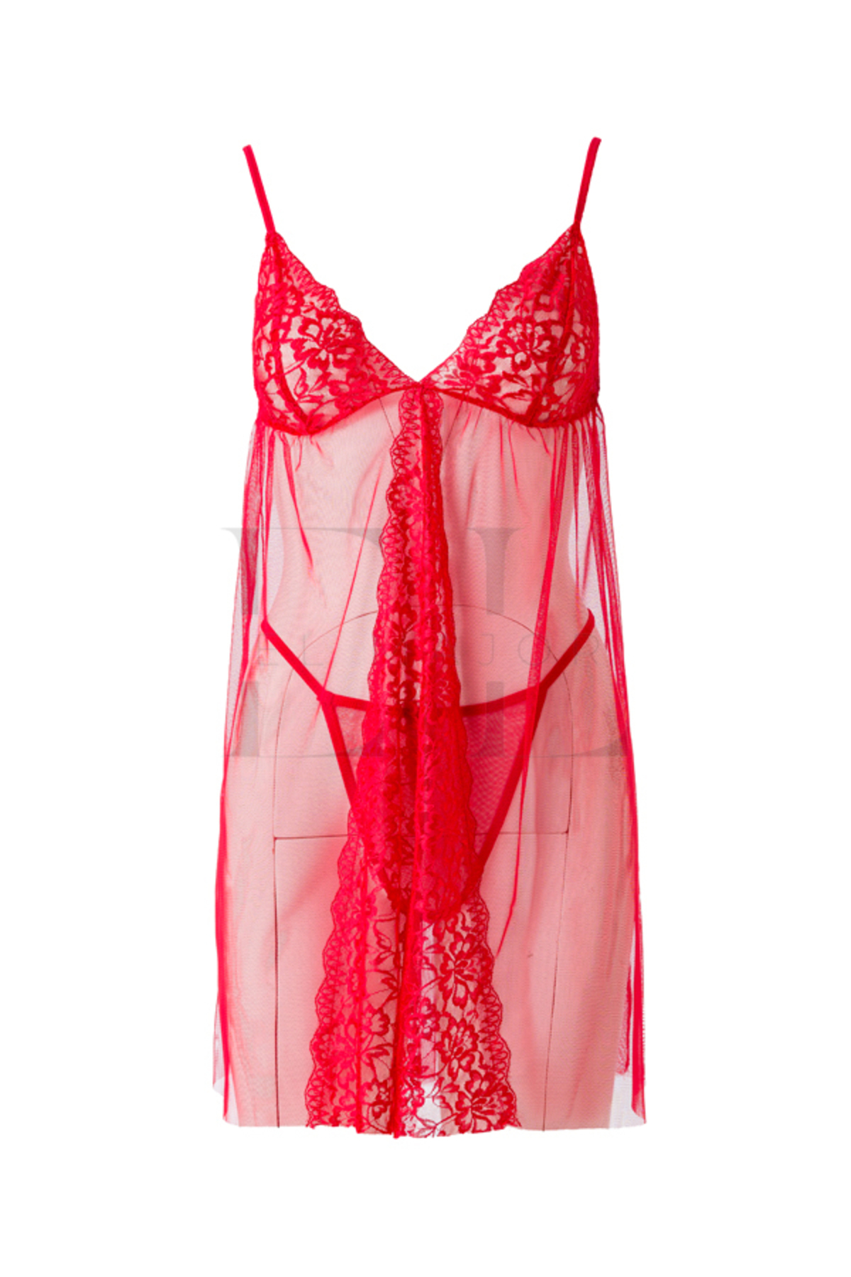 El Major Kırmızı Kısa Tül Gecelik