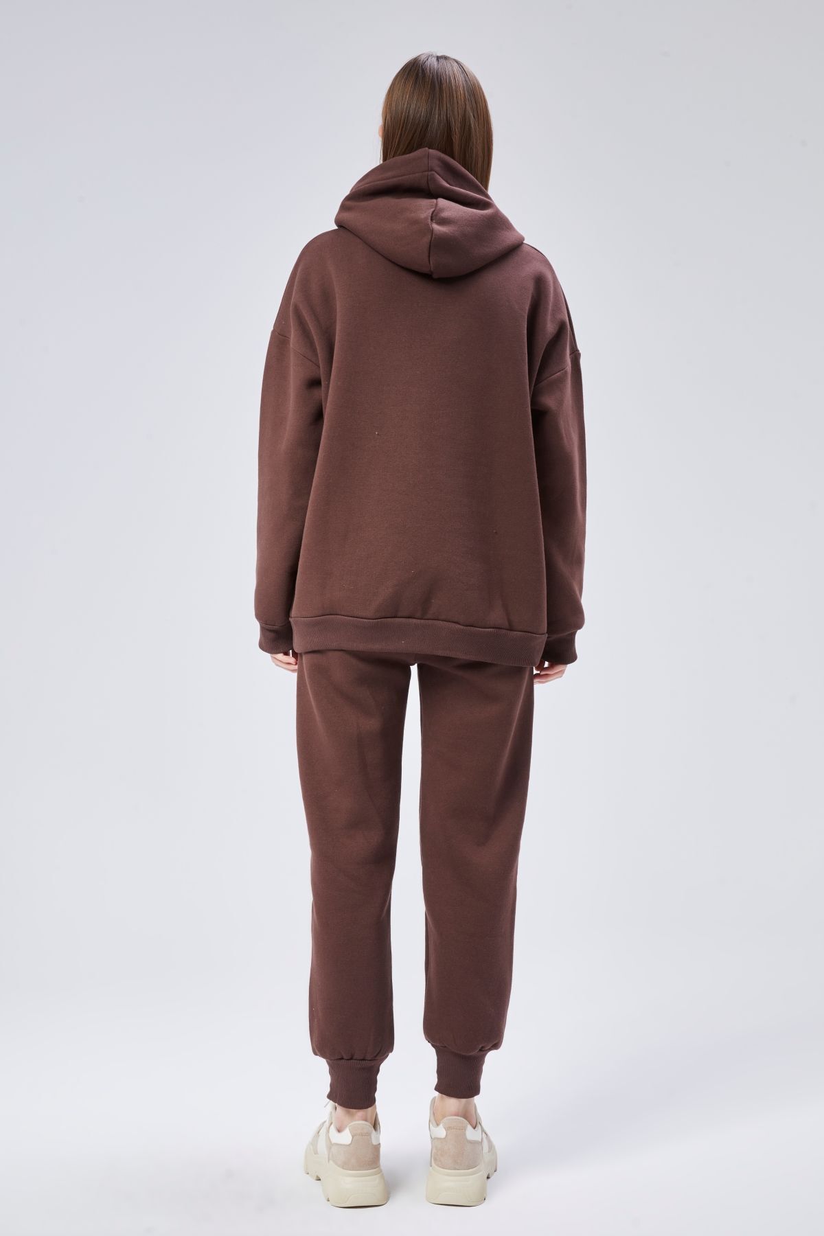 soBasic-Raised Three Thread Tracksuit Set with Stitching Detail on the Leg (Esftkm102) - Coffee 7