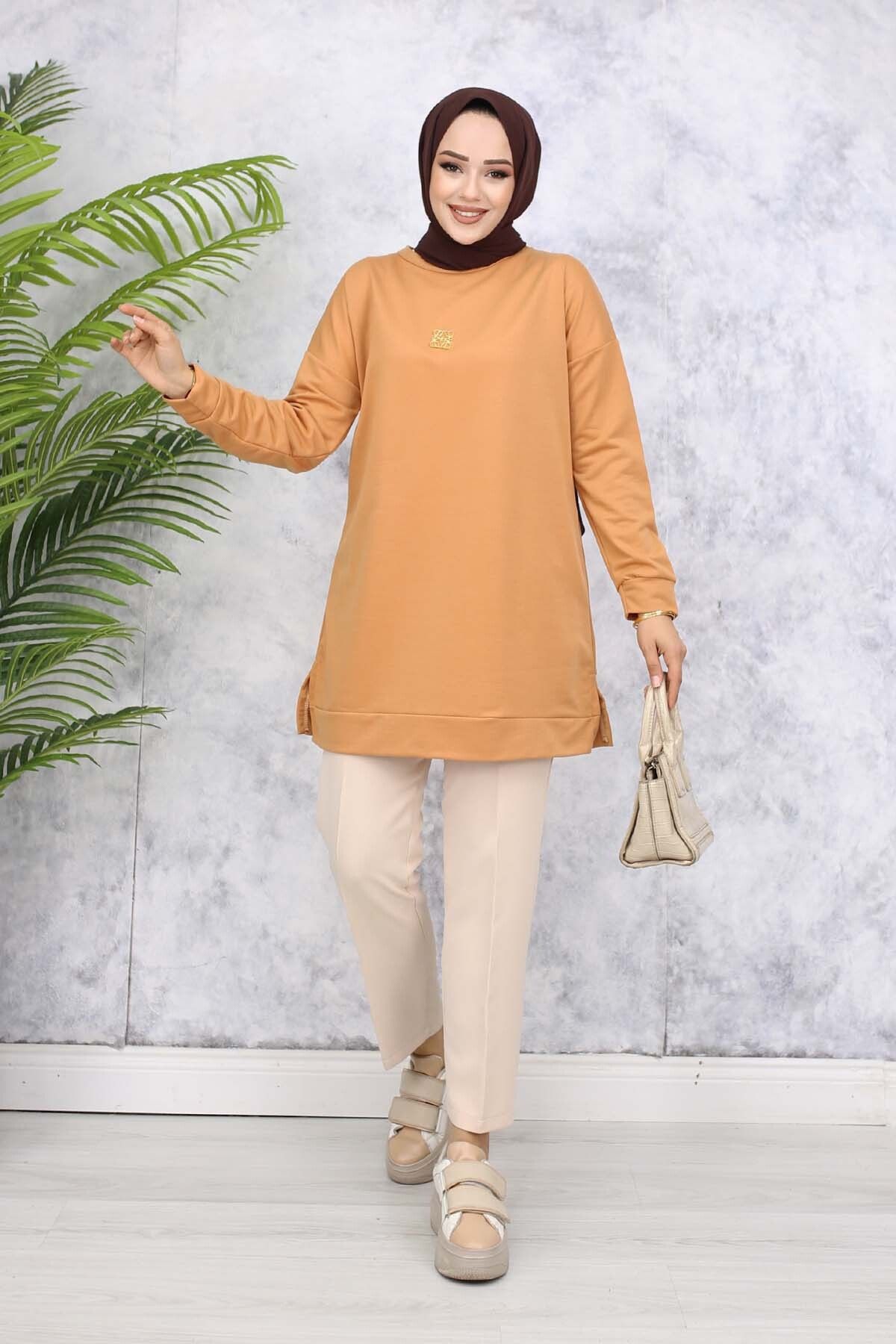 benguen-Camel Tunic 5034 - with Brooch Detail 5