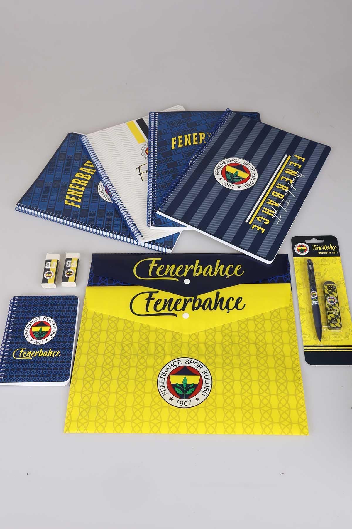 Fenerbahçe-Licensed A4 Notebook - 2 Plaids, 2 Lines, 2 Snap Files, 2 Erasers, Notepads 3