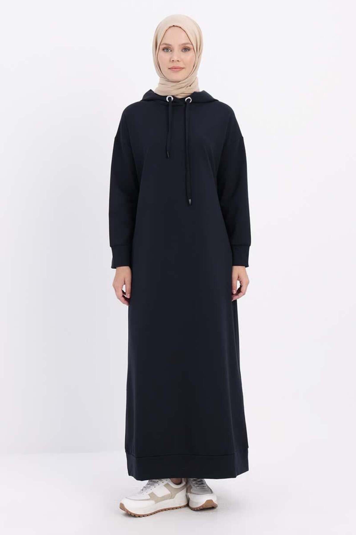 ALLDAY-Navy Blue-Hooded Knitted Dress 2