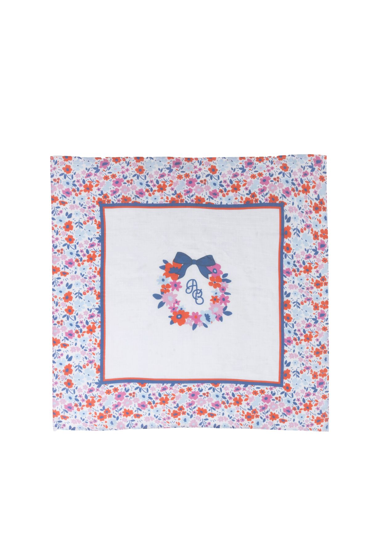 Atelier Babbi-70X70Cm Red Mini Flower Patterned Double Layer Muslin Blanket 3