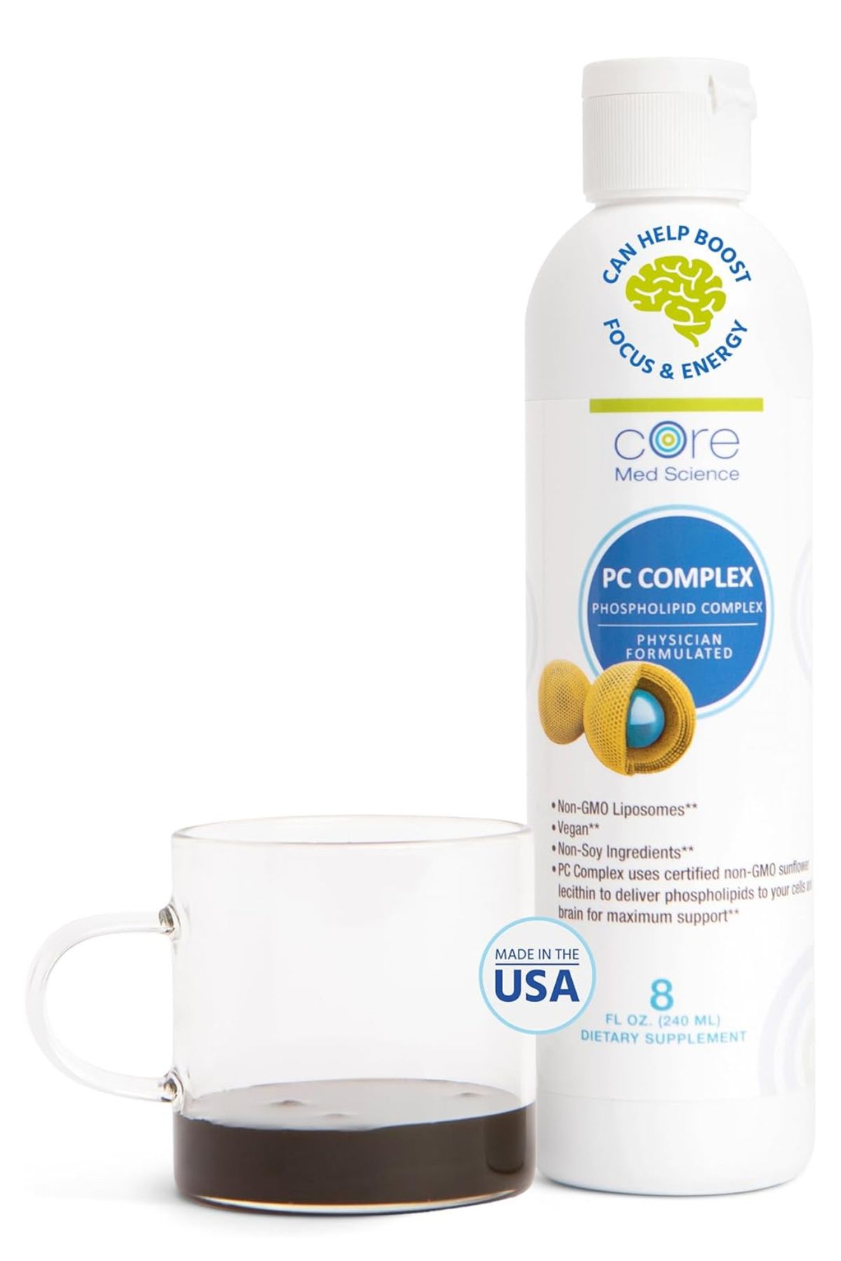 Core Med Science , Phosphatidylcholine, Liposomal Pc Complex (8 FL OZ) 240 ml Us.vers858