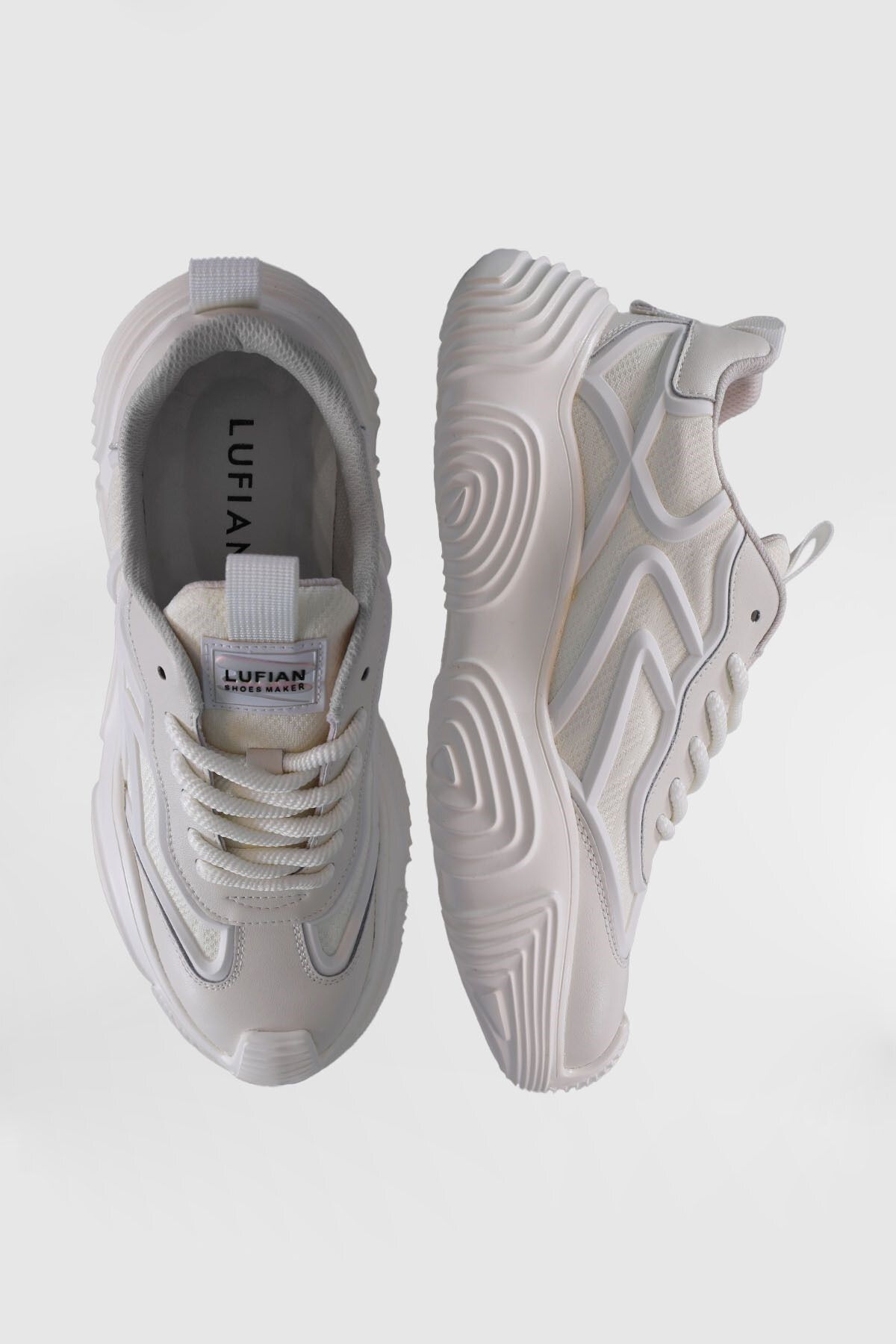 Lufian-Pantofi sport confortabili ortopedici pentru bărbați Tenis casual alb/alb 5