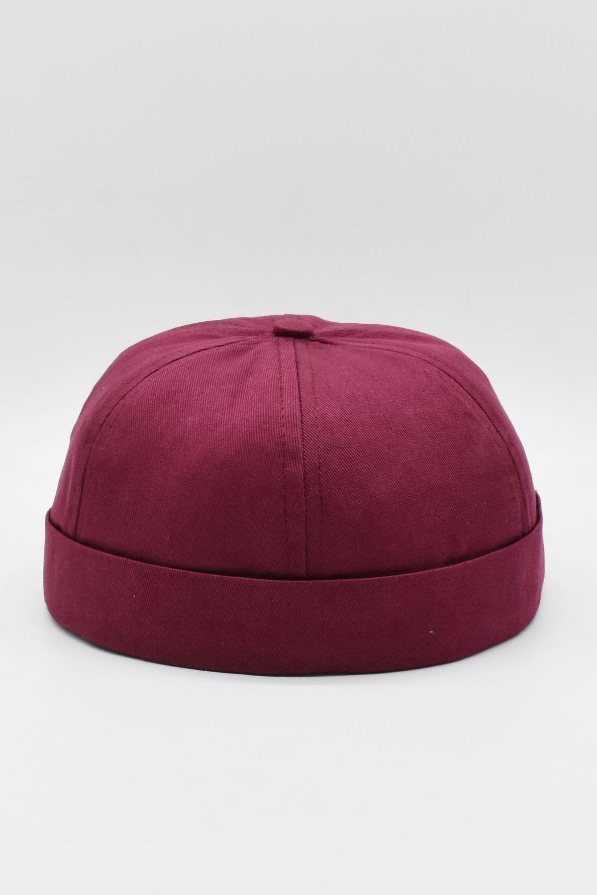 Külah Bordo Hiphop Docker Şapka %100 Pamuk Katlamalı Cap görsel 3