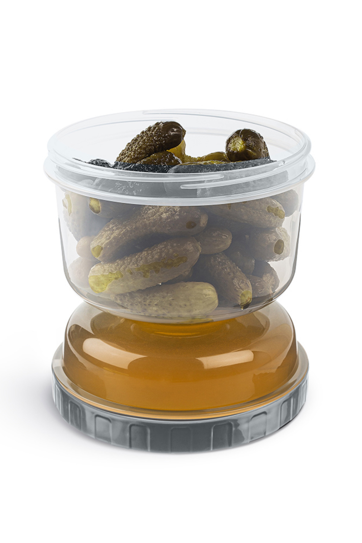 Tuppee-Olive and Pickled Hourglass - Clear Storage Container with Strainer, Flip Eat and Pickled Styling 6