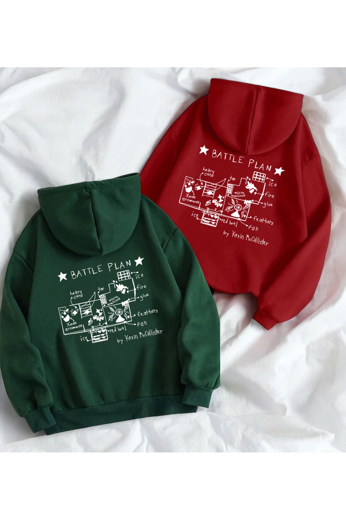 Touz Moda-Home Alone Couple Merry Christmas Printed Hooded Sweatshirt 2