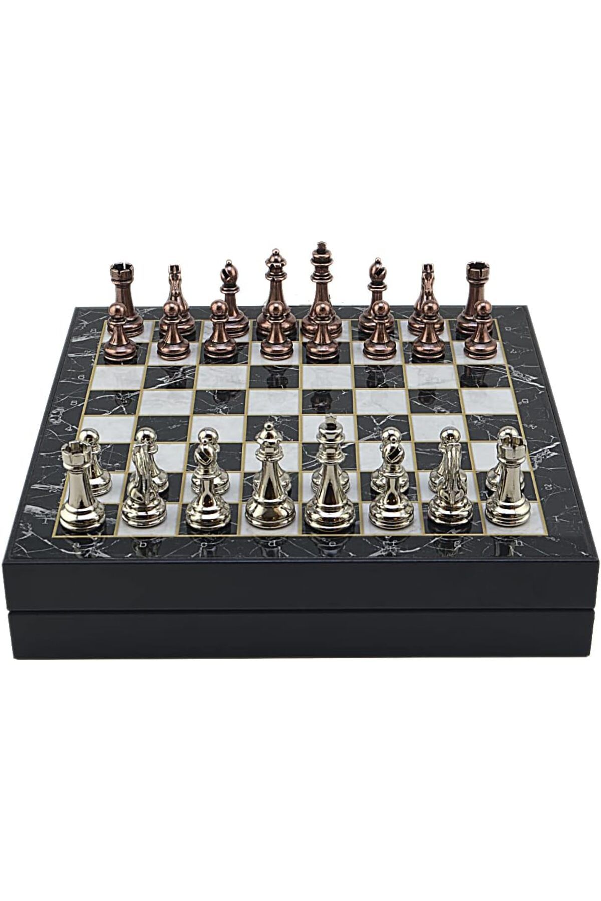 LUXE-36X36 Cm. Oversized Metal Classic Board - Antique and Marble Pattern, Mdf with Storage 1