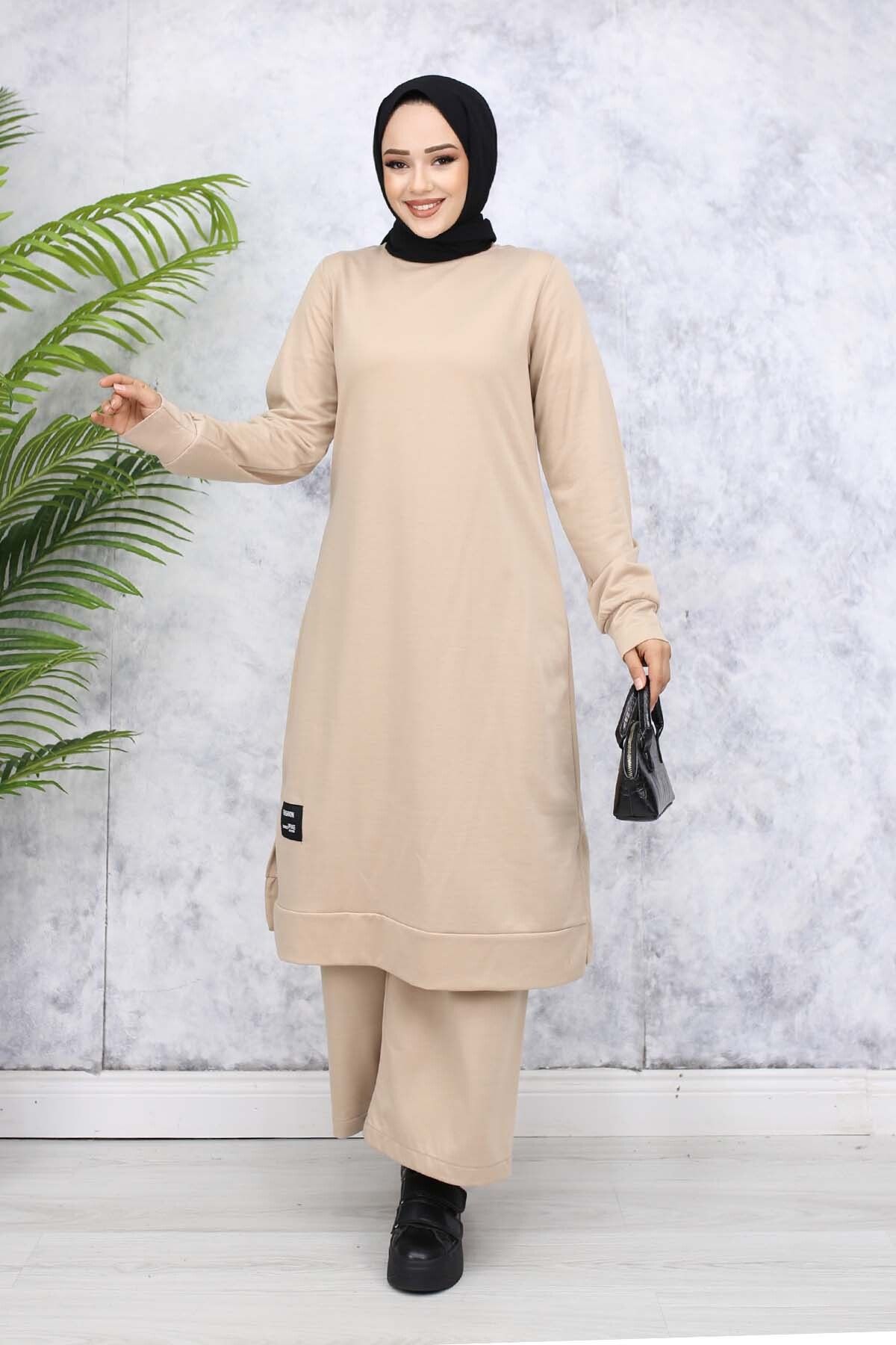 benguen-Beige Long Tunic Double Set - 13006 5