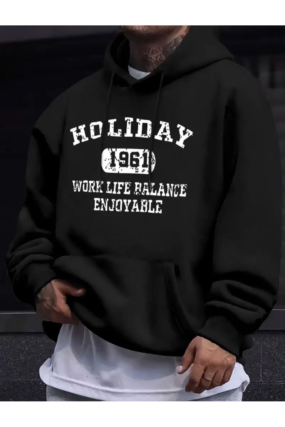 ModaSphere Holiday Baskılı Kapüşonlu Sweatshirt