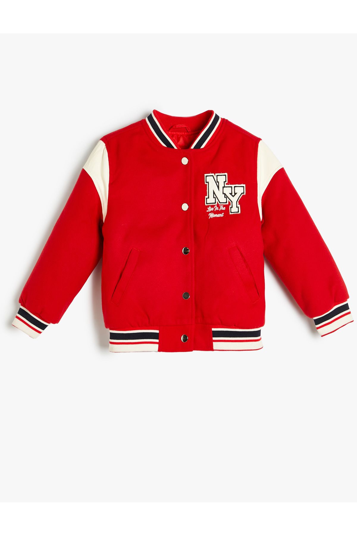 Koton-Oversize College Jacket rátét részletes, hosszú ujjú színes blokk pattintható zárással 3