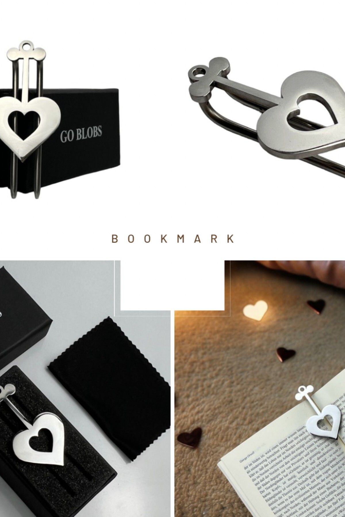 GO BLOBS-Bookmark, Page Holder, Bookmark, Heart, Gift, Handmade 1