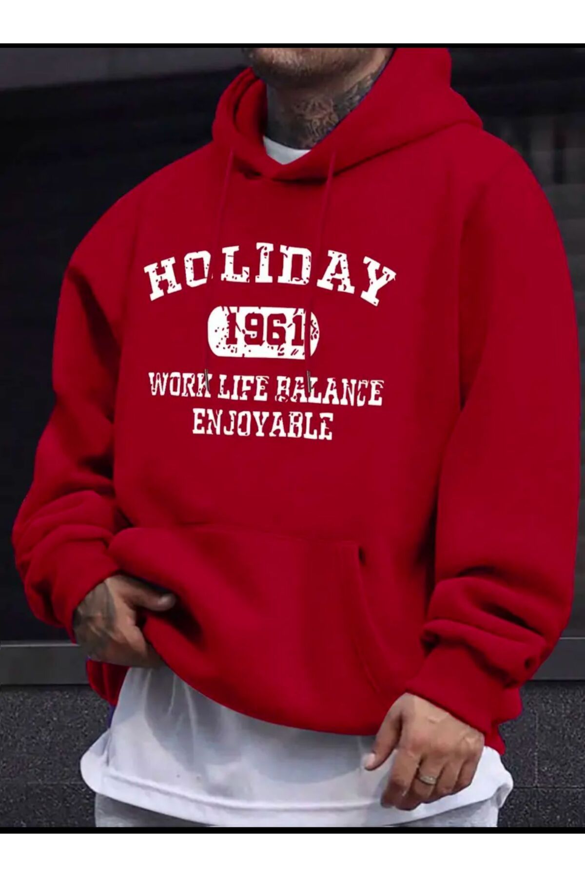 ModaSphere Holiday Baskılı Kapüşonlu Sweatshirt