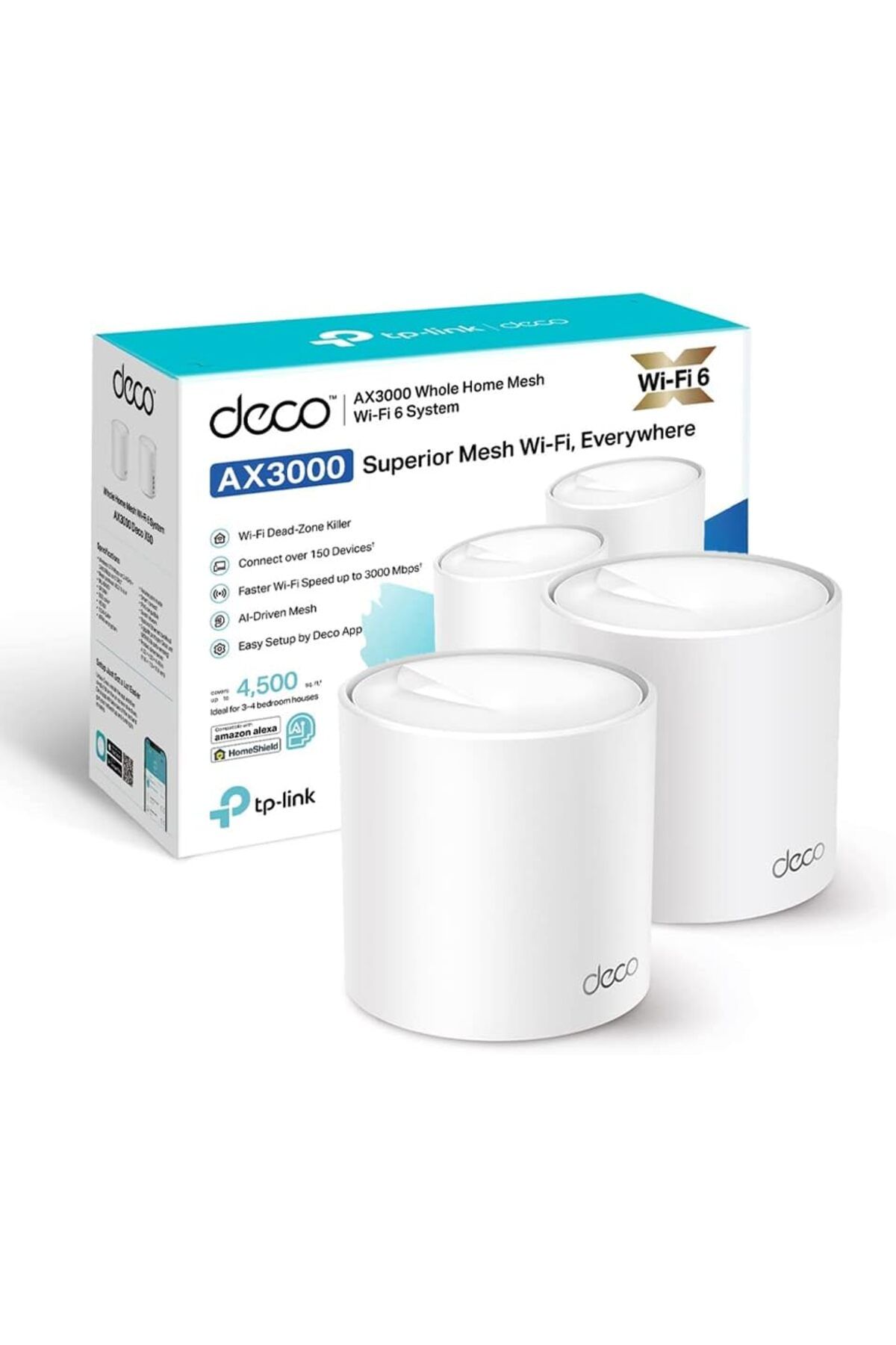 LUXE Deco X50(2-pack), AX3000 Mbps, Yapay Zeka Desteği, Gigabit Portları, 150 Cihaza Kadar Bağlanıla