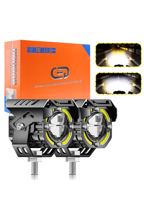 DEKOHOP LED Motosiklet ve Off Road Sis Farı Çakarlı Ultra Parlak 4 Modlu Yüks...