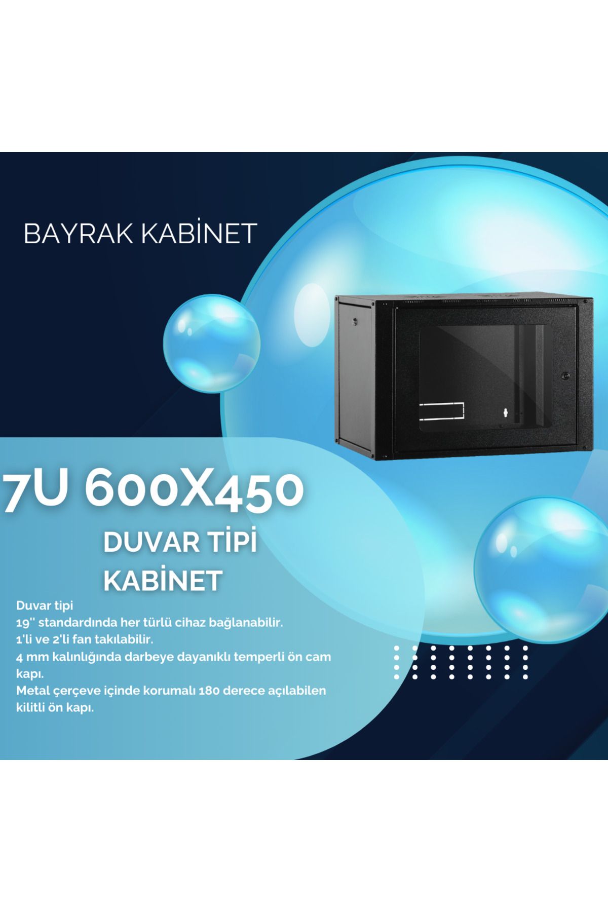 KABİNET 19" 07U G:600mm D:450mm Duvar Tipi Kabinet