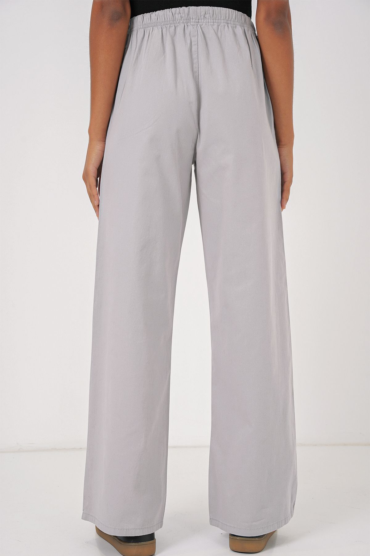 Bigdart-6690 Women's Wide Leg High Waist Trousers - Gray 6