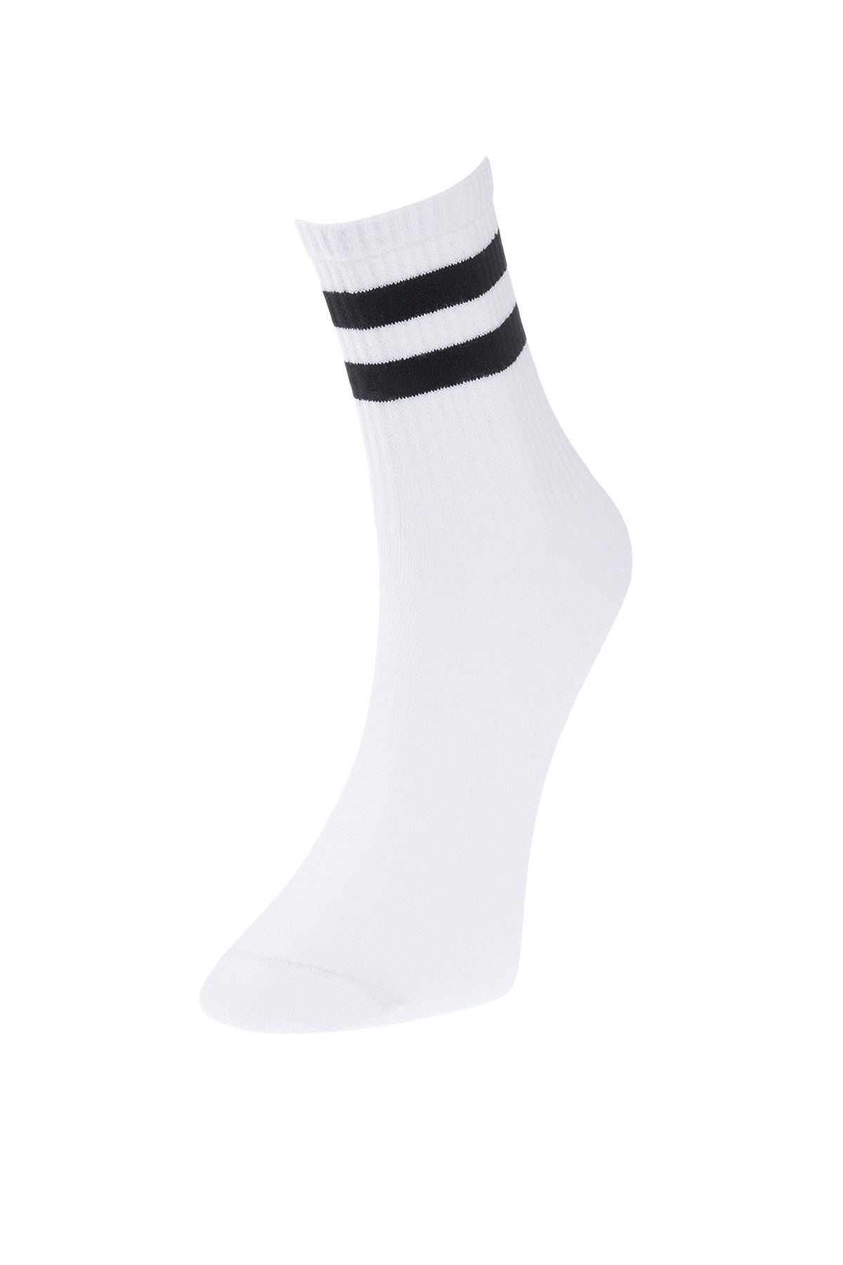 Trendyol Collection-Weiße Baumwollsocken mit Streifen – College, Tennis, mittlere Größe TMNSS24CO00017, 5er-Pack 4