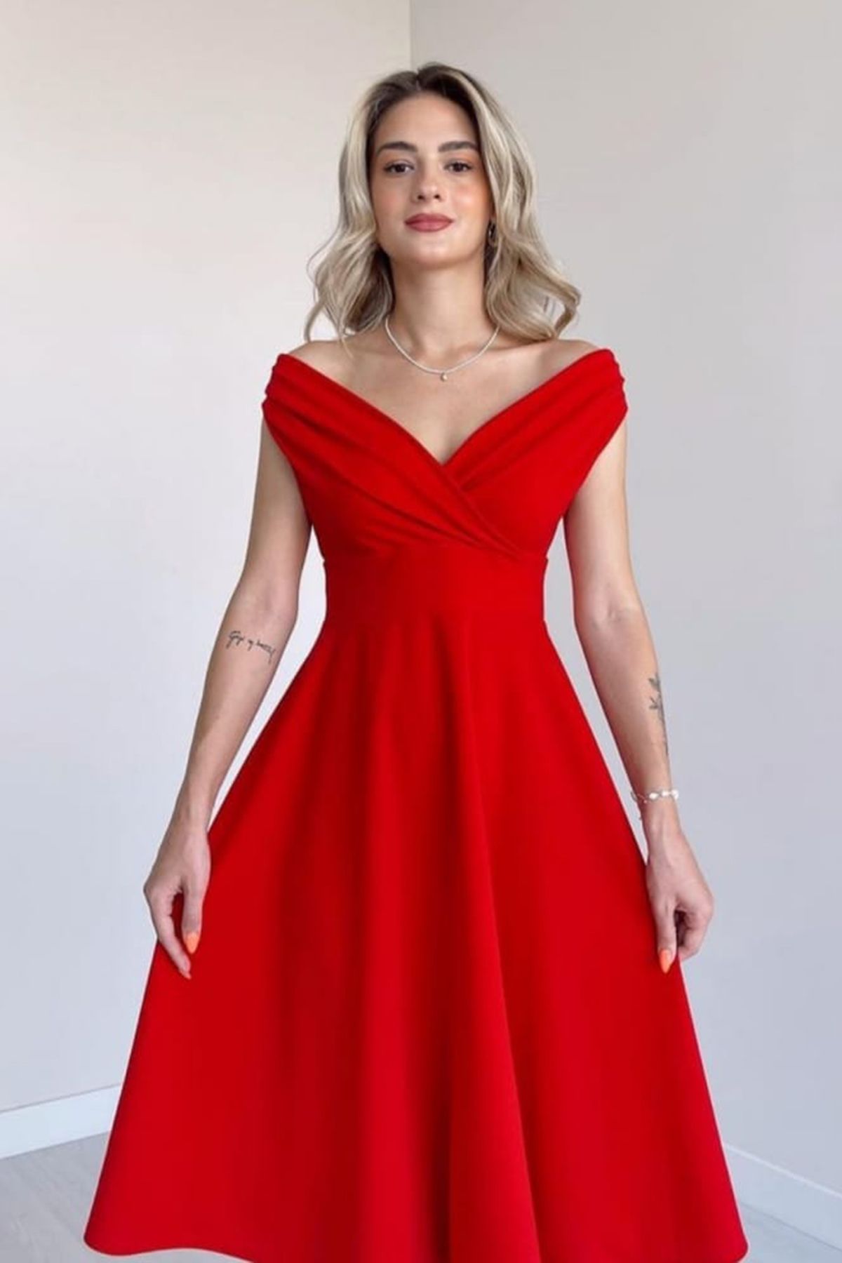 Trendyol Collection-Red A-Line Woven Evening Dress Night Graduation Dress Tpraw25El00183 2