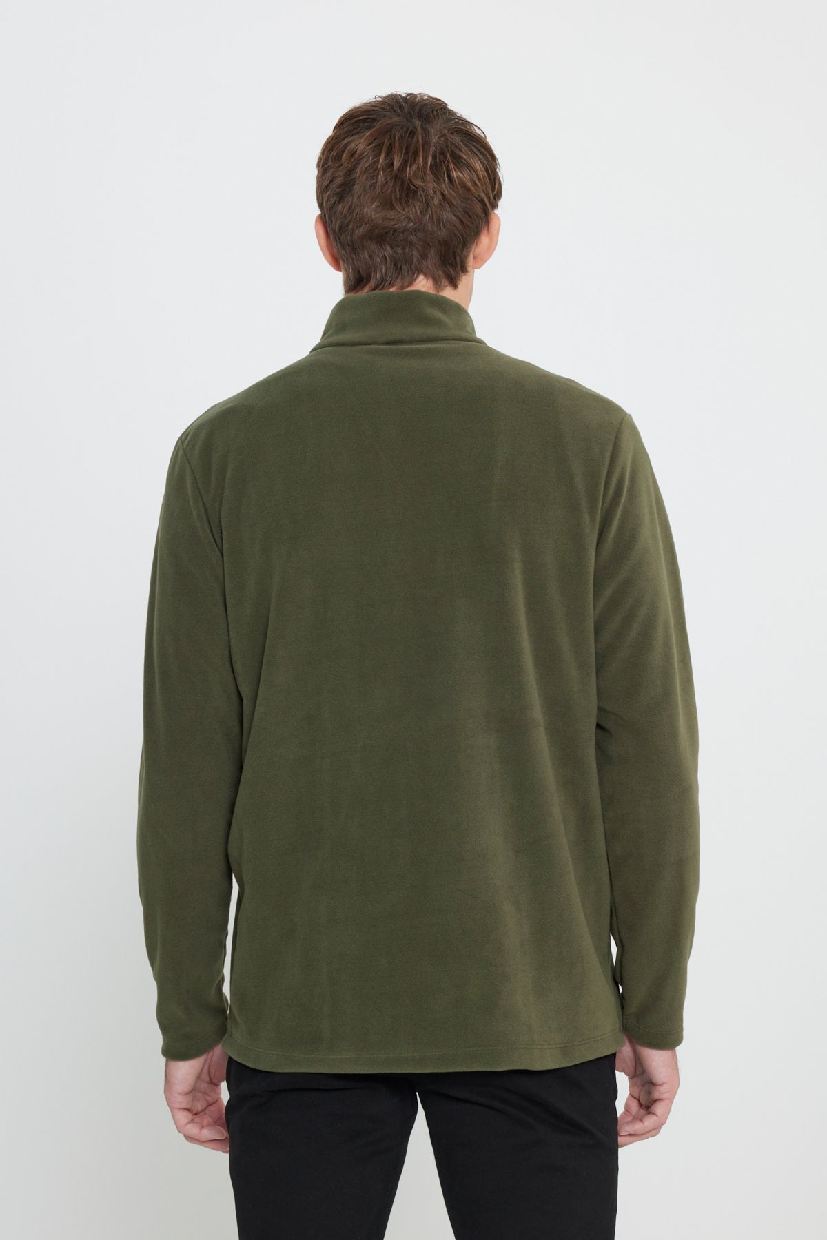 George Henry-Męska bluza Khaki Standard Fit - antypillingowa, odporna na zimno, z kołnierzem typu bato 8