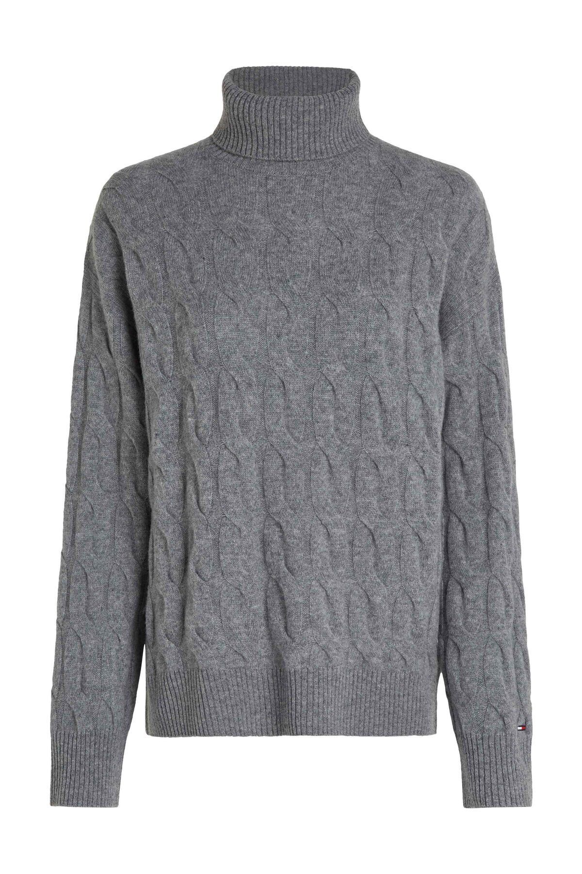 Tommy Hilfiger-SOFT WOOL CABLE ROLL-NK PULÓZÓ 1