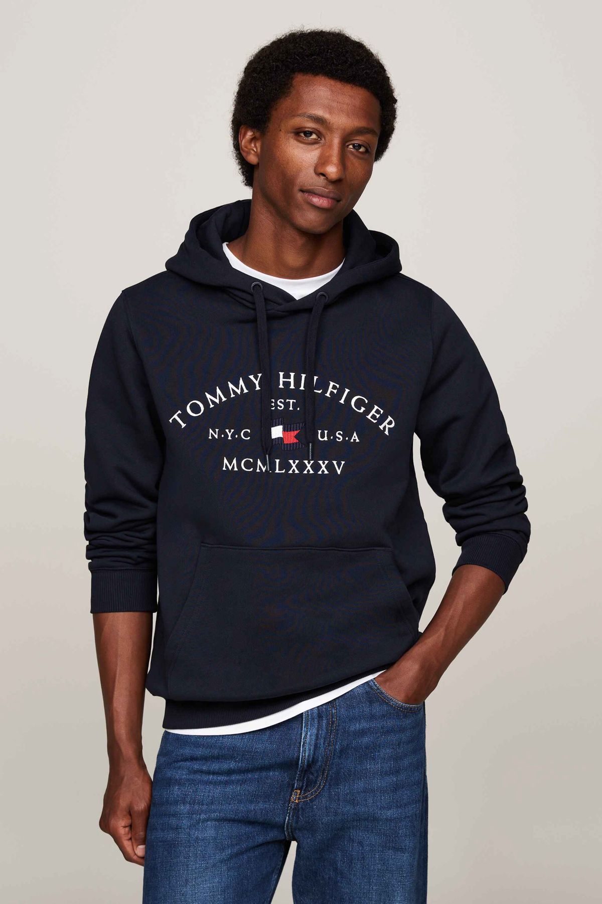 عرق گیر جیبی کانگوروی معمولی نخی SWEAT MW0MW37244 DW5 Tommy Hilfiger