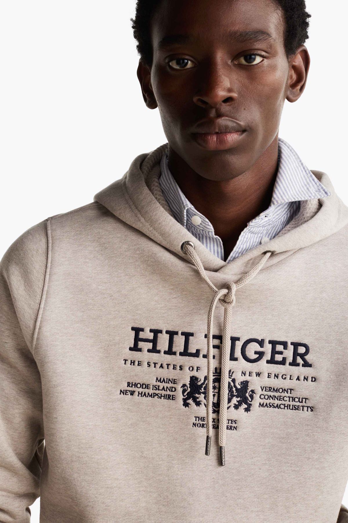 Tommy Hilfiger-Férfi kapucnis galléros barna pulóver - MW0MW35527HE6 4