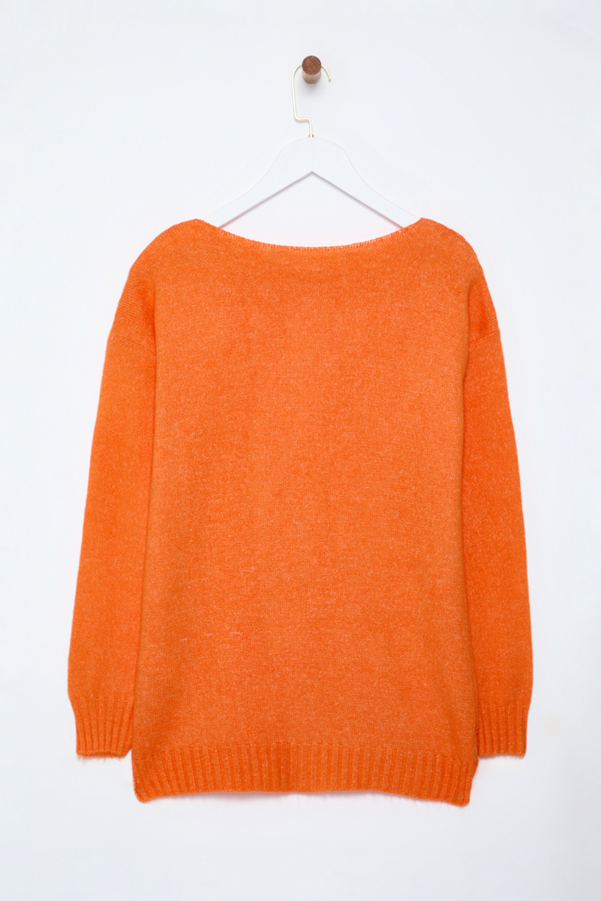 Trendyol Collection-Oranžový vlněný člun s výstřihem na pletený svetr Twoaw25Kz00010 7