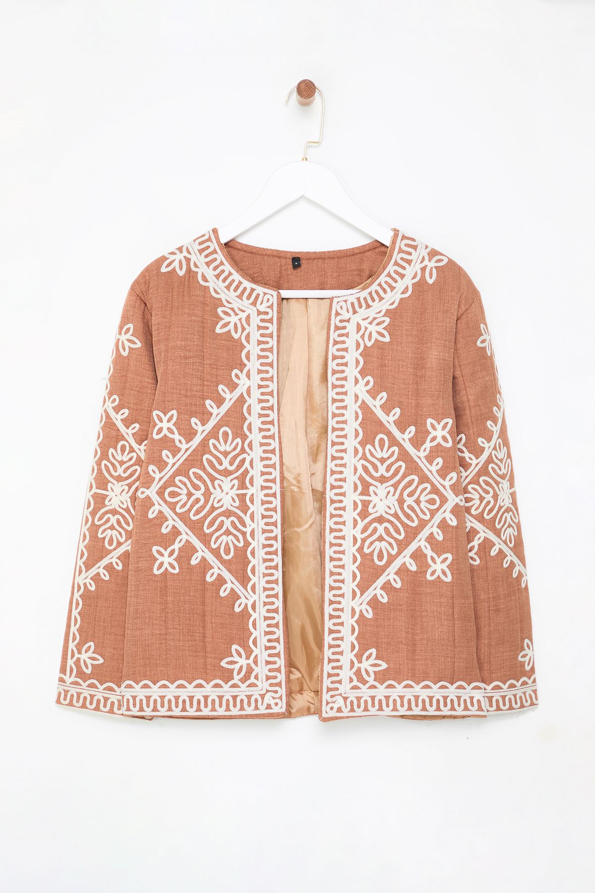 Trendyol Collection-Camel Regular Diework Detailed Lined Thin Jacket Coat Twoaw25Mo00327 6