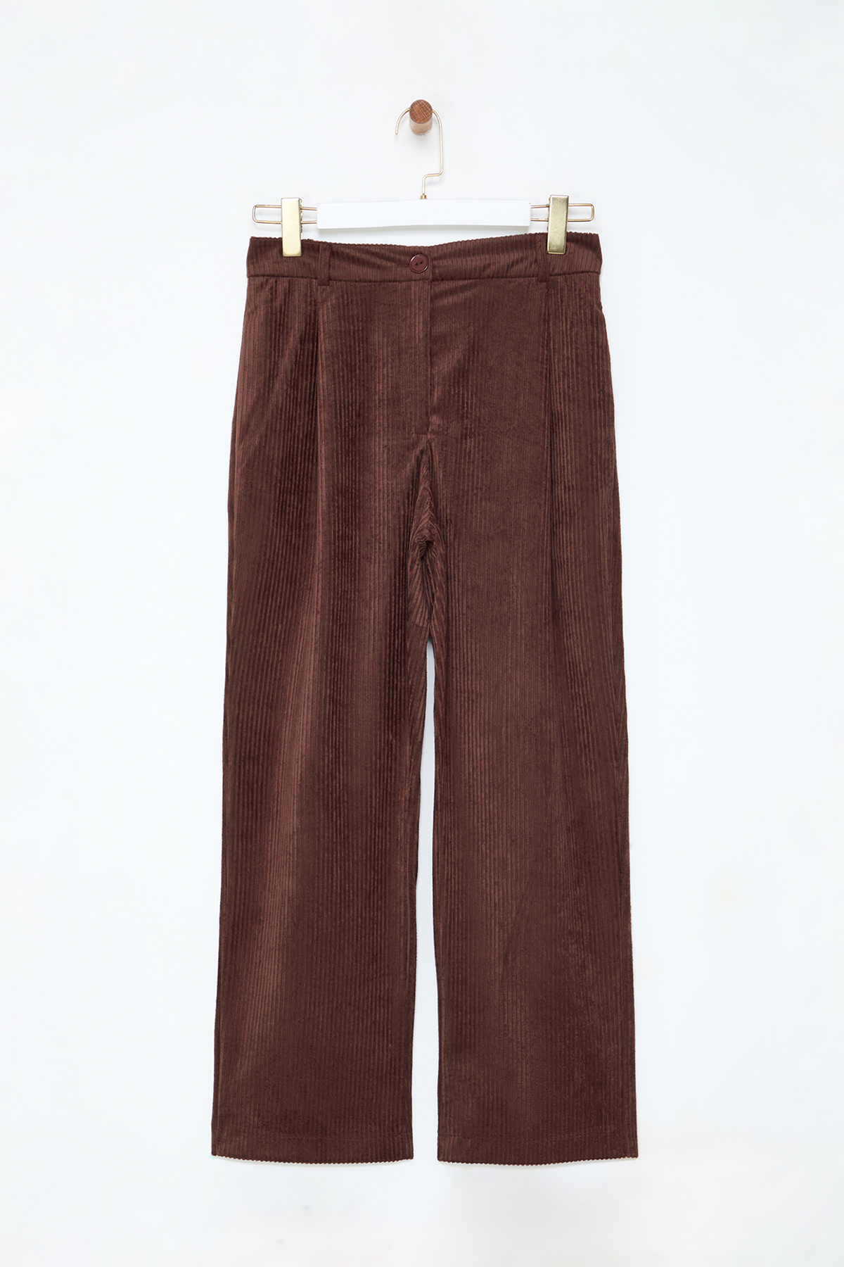 Trendyolmilla  Kahverengi Kadife Havuç Dokuma Pantolon TWOAW25PL00064 - Görsel 6