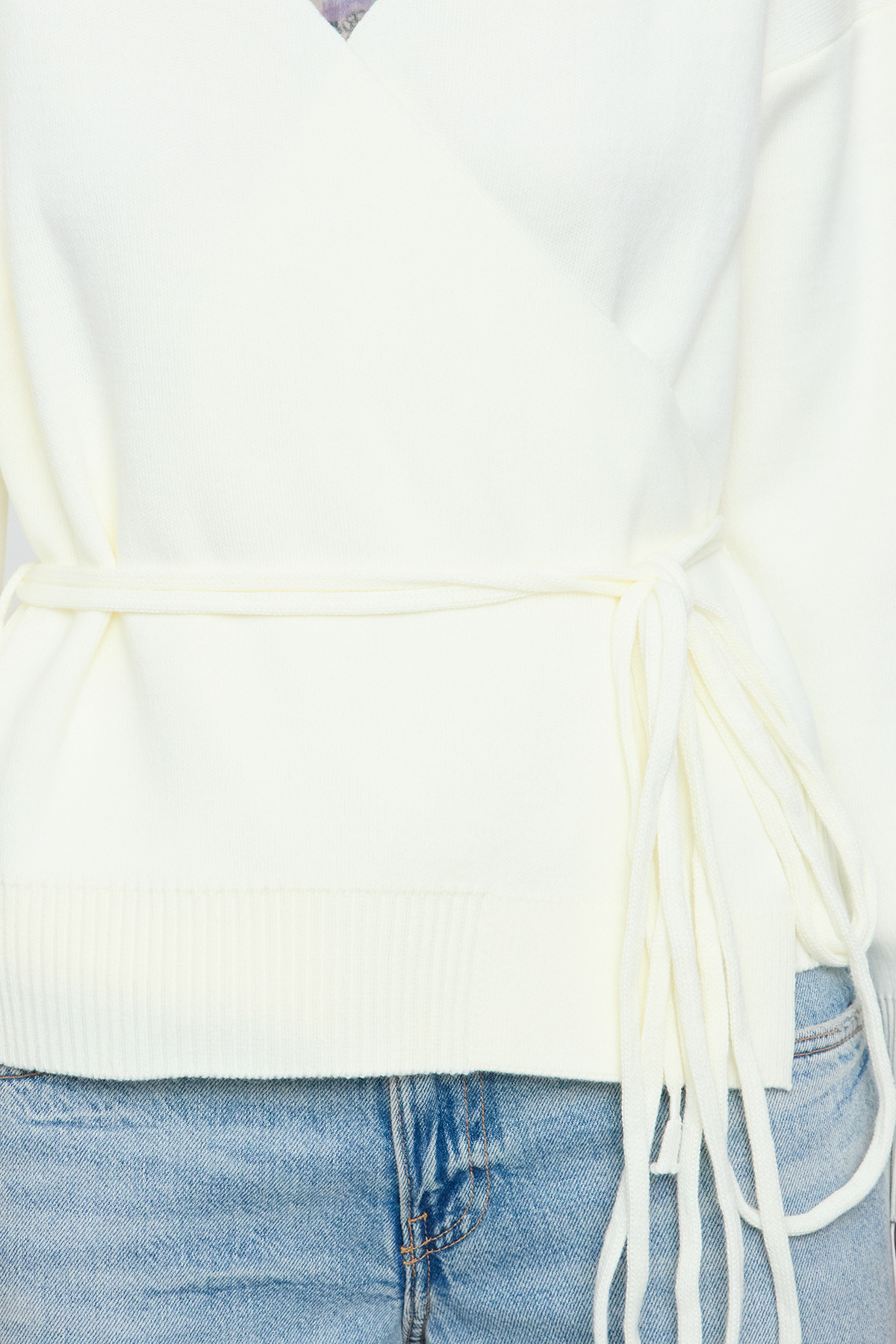 Trendyolmilla  Ekru Kruvaze Yaka Triko Hırka TEDAW25HI00025 - Görsel 3