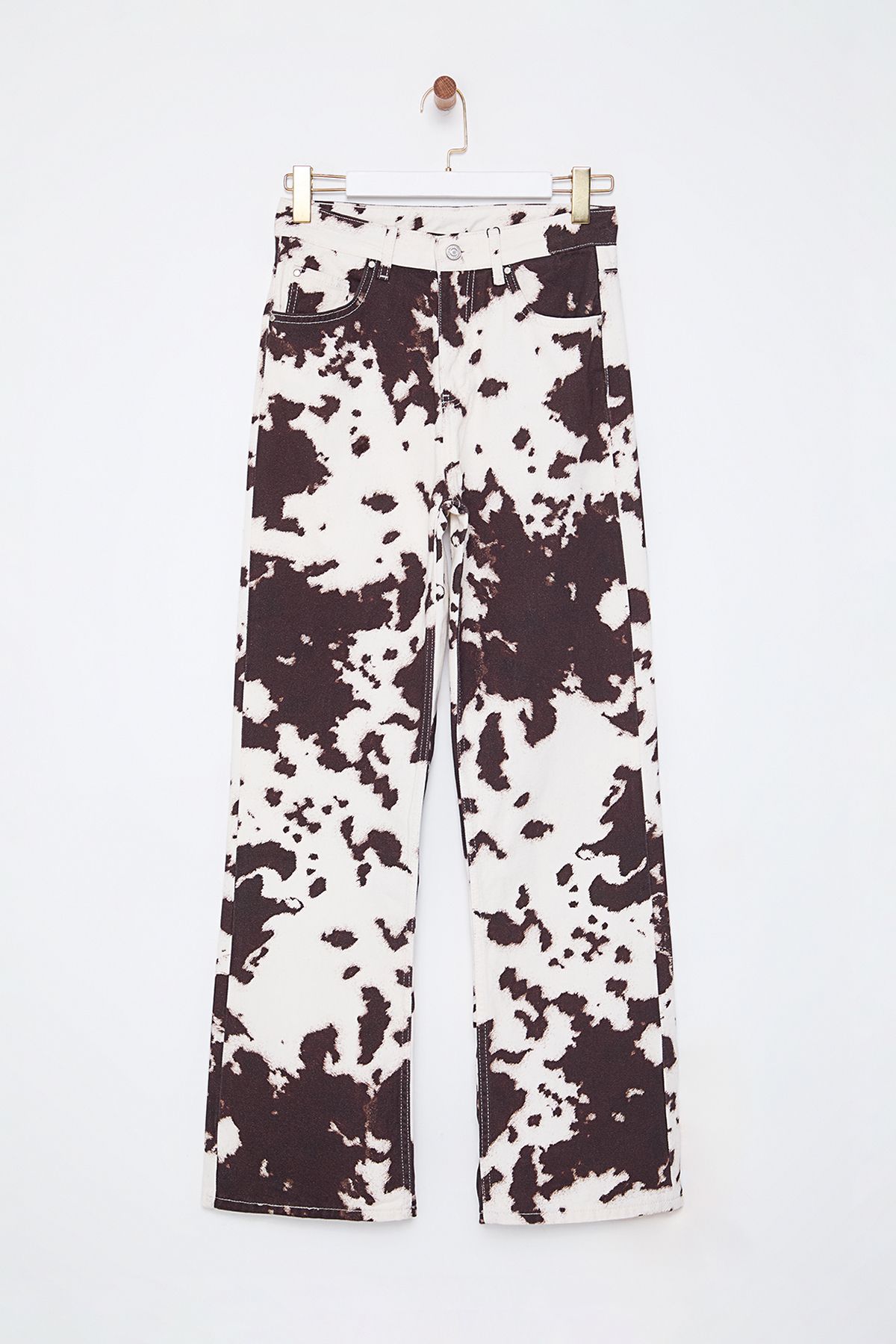 Trendyol Collection-Multicolor Cow Pattern High Waist Wide Leg Jeans Twoaw25Je00382 6