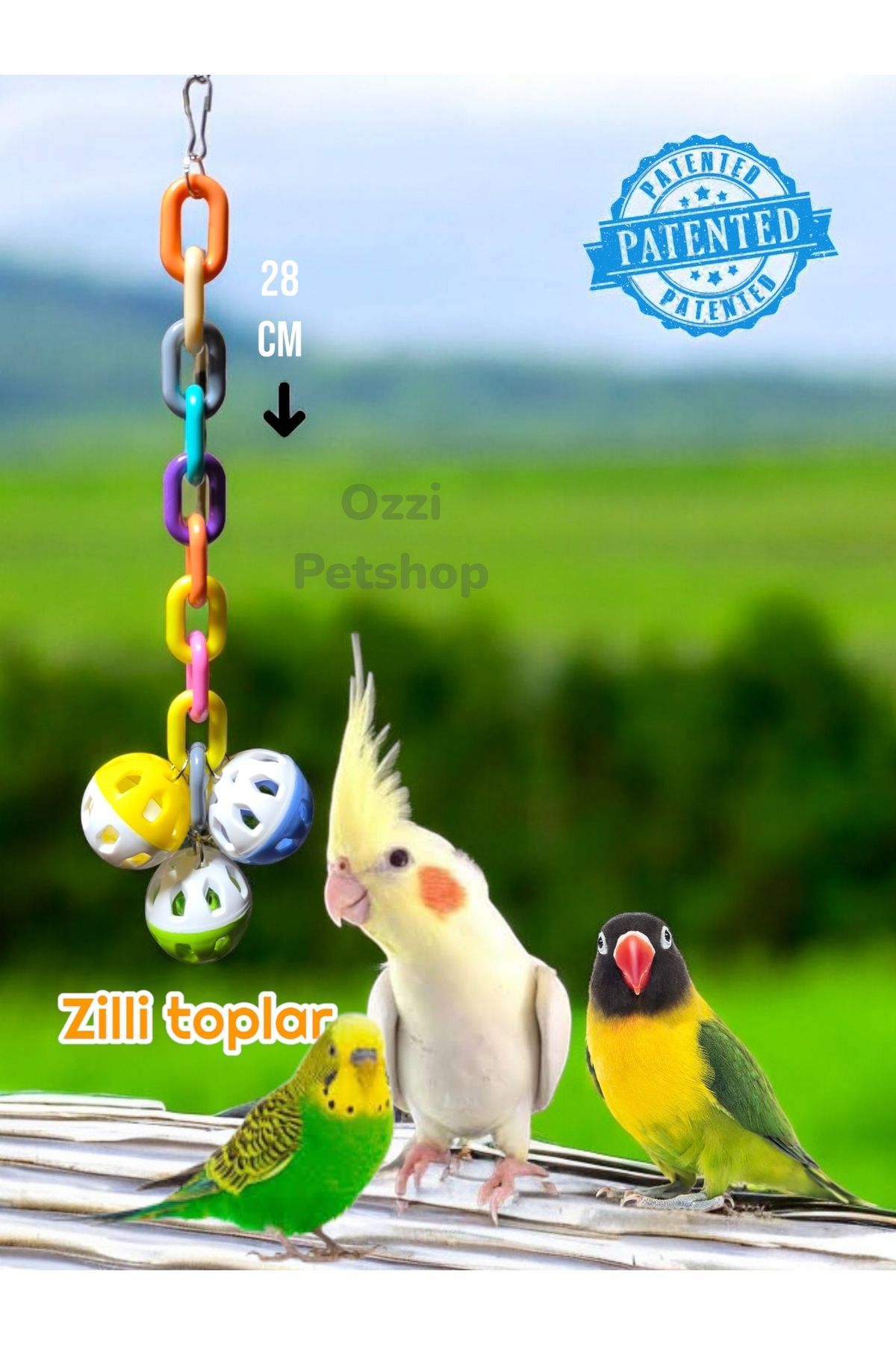 ozzipetshop-27-28cm Bulk Fun Toy with Bells - for Sultan, Paradise, Lori, Pakistani Parrots 1