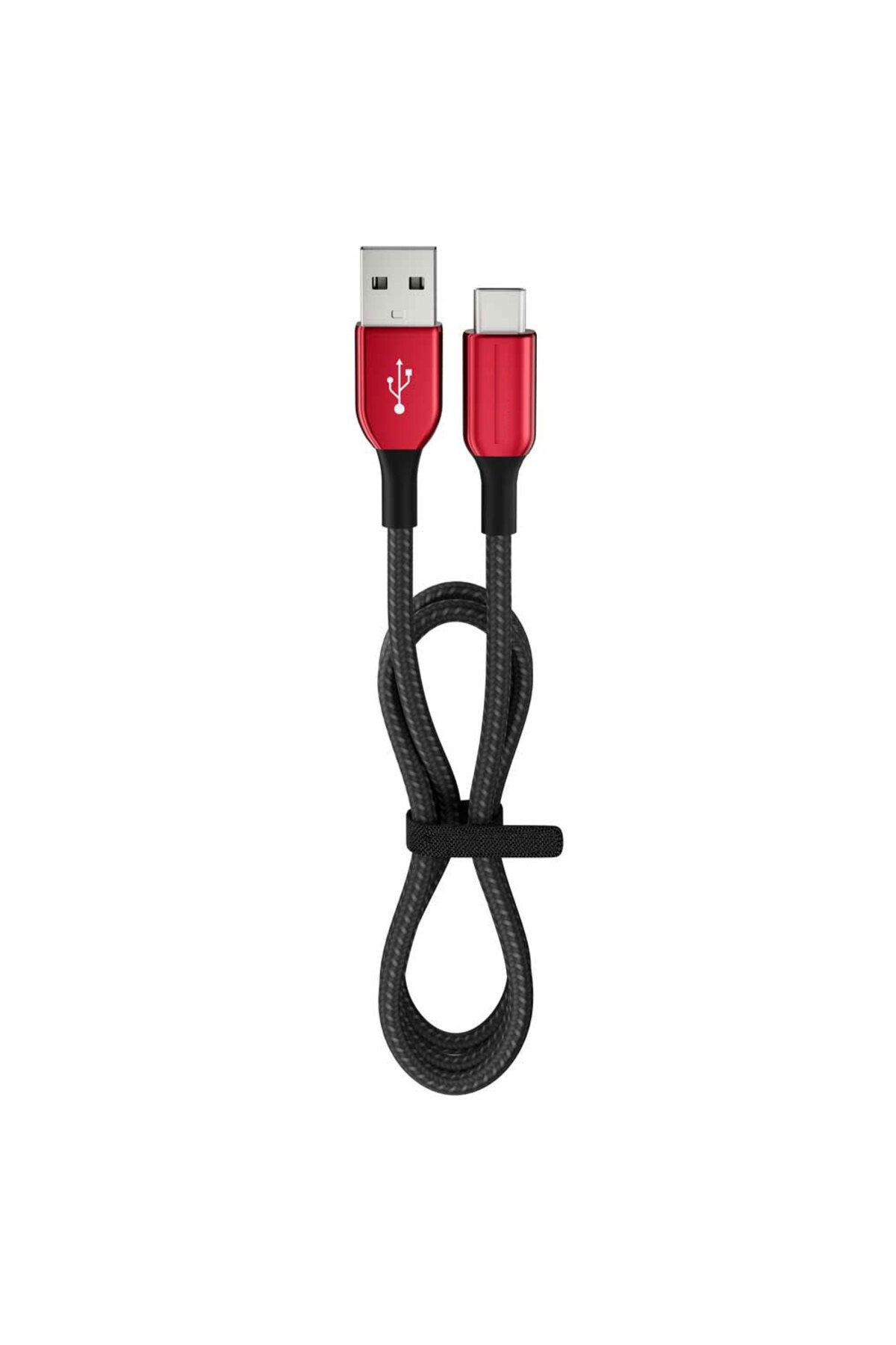 MENESSA 15 Watt 3A Usb-A To Type-C 1.2M Hızlı Şarj Kablosu Kırmızı FC36