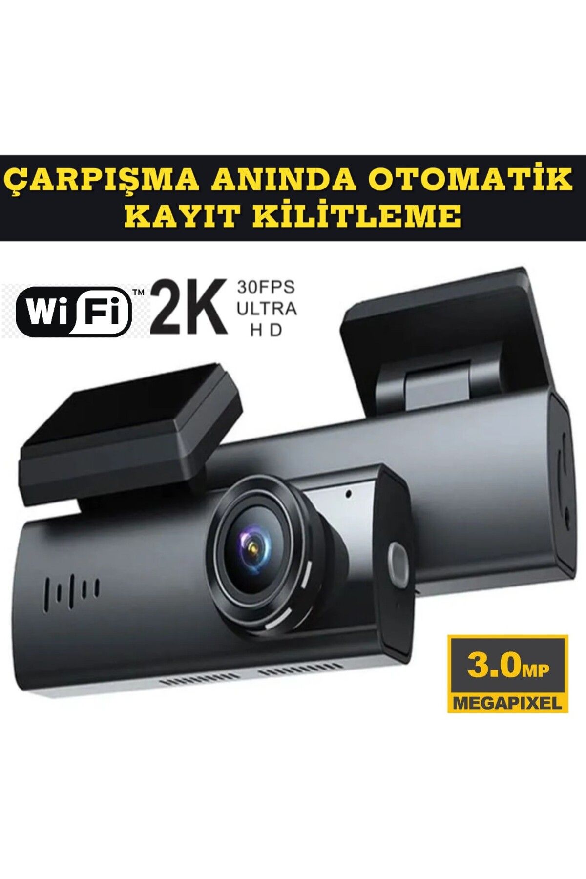 teknokulis 2K 3MP WİFİ  Araç içi Akıllı Kamera , G-sensör DVR+Wİ-Fİ 1920/1080P