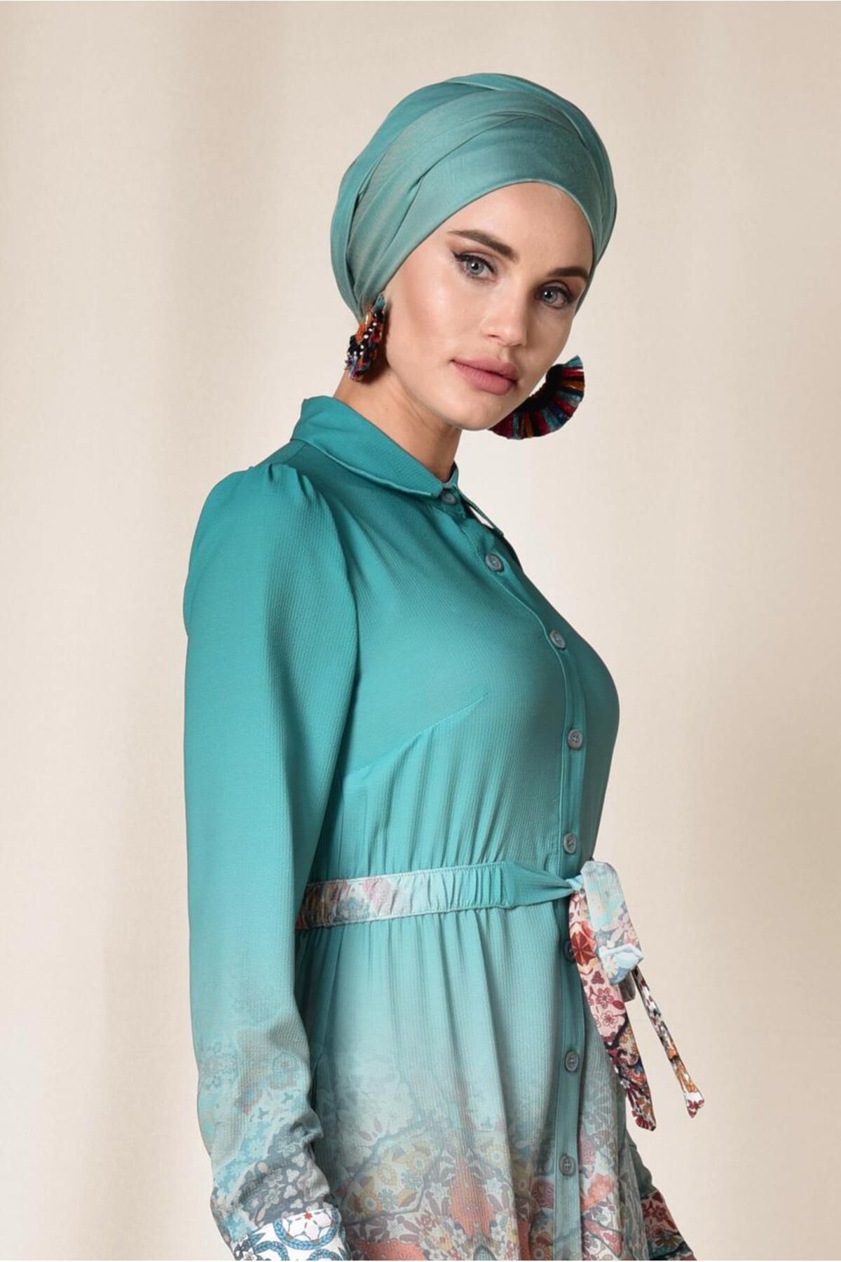 تونیک بلند طرح کمربند 4049 Alvina