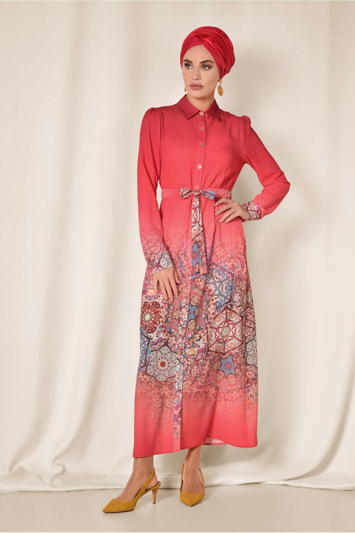 تونیک بلند طرح کمربند 4049 Alvina