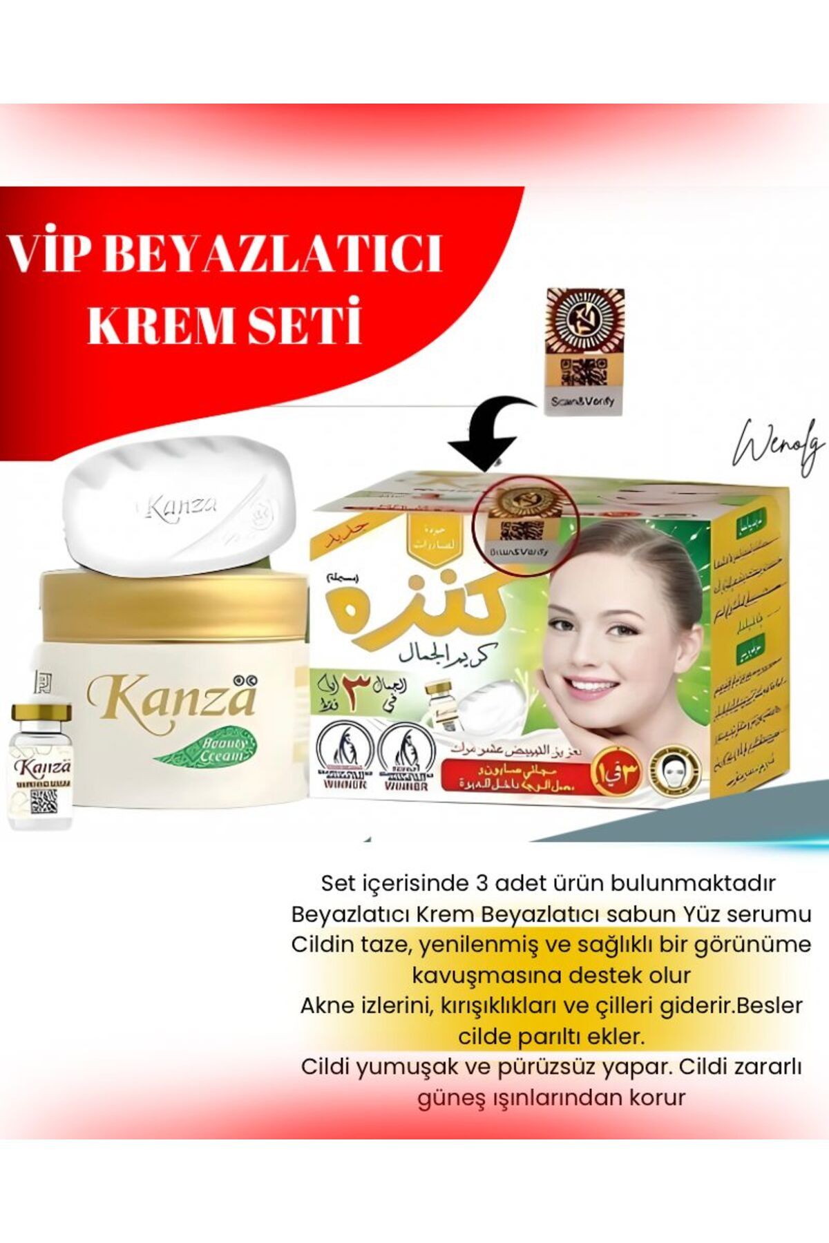 Kanza Beyazlatıcı Krem Sabun Ve Serum Seti 3'lü VİP Set