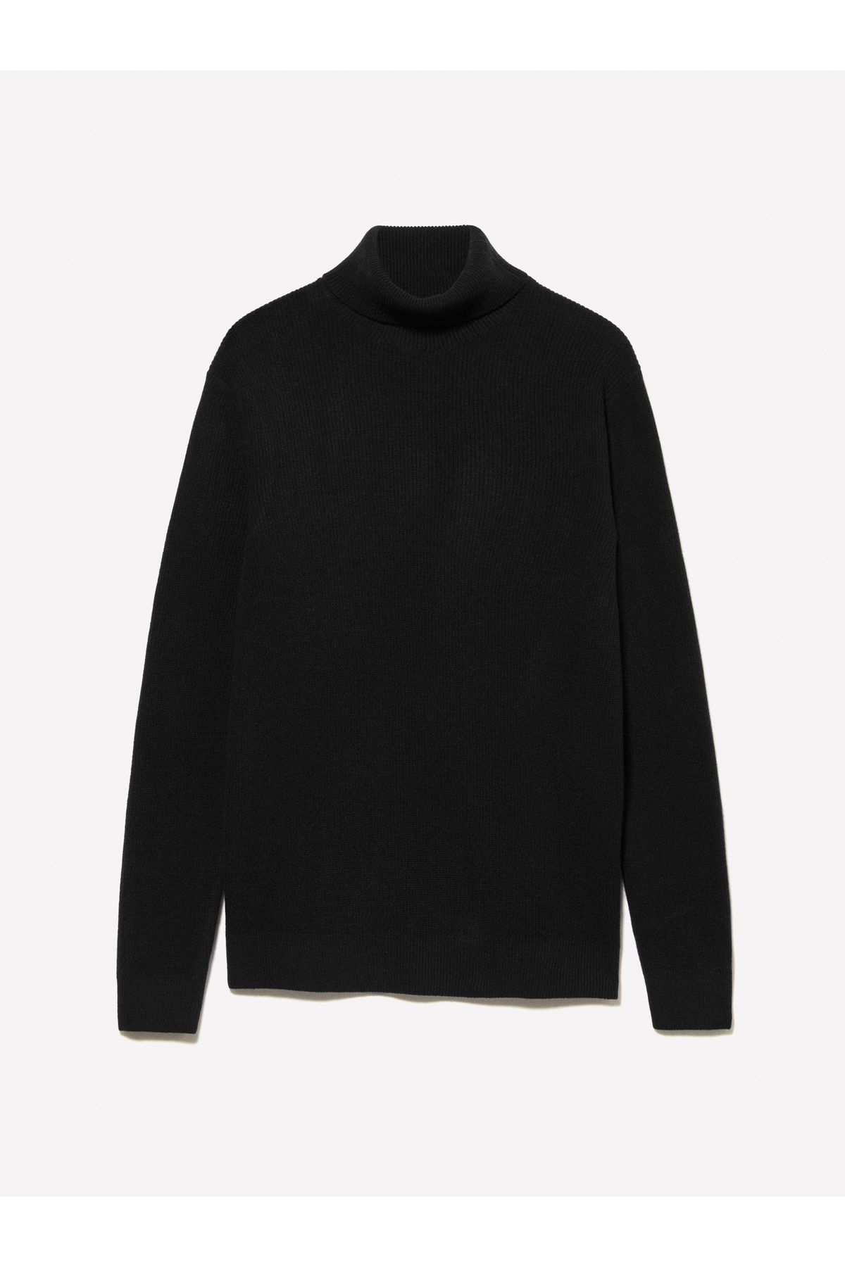 Sisley-Men's Black Wool Blended Stand Collar Sweater 2