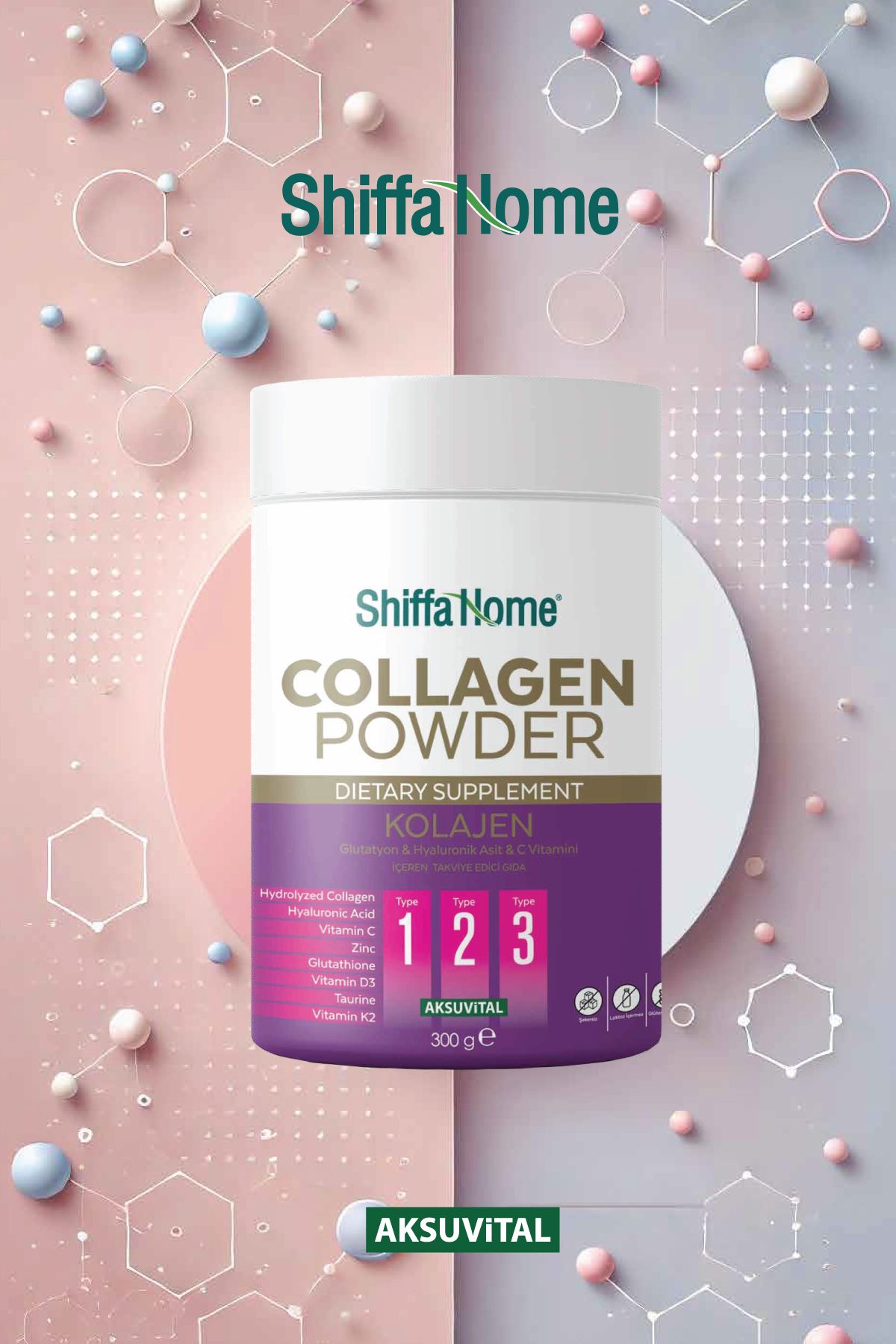 Shiffa Home Kolajen - Collagen Powder Kolajen, Glutatyon & Hyaluronik Asit & C Vitamini Takviye Edici Gıda