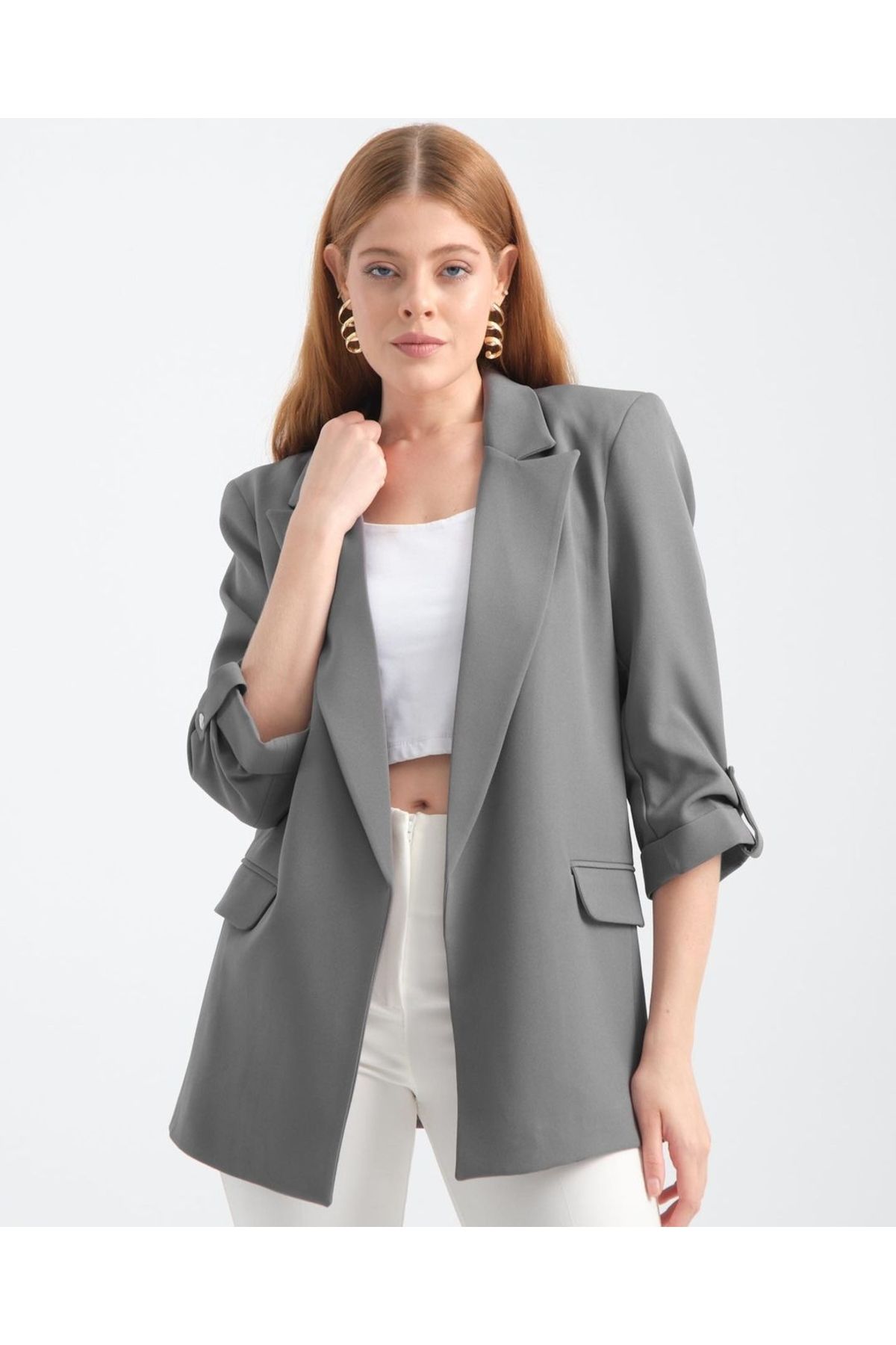 veste blazer doublée grise pour femmes