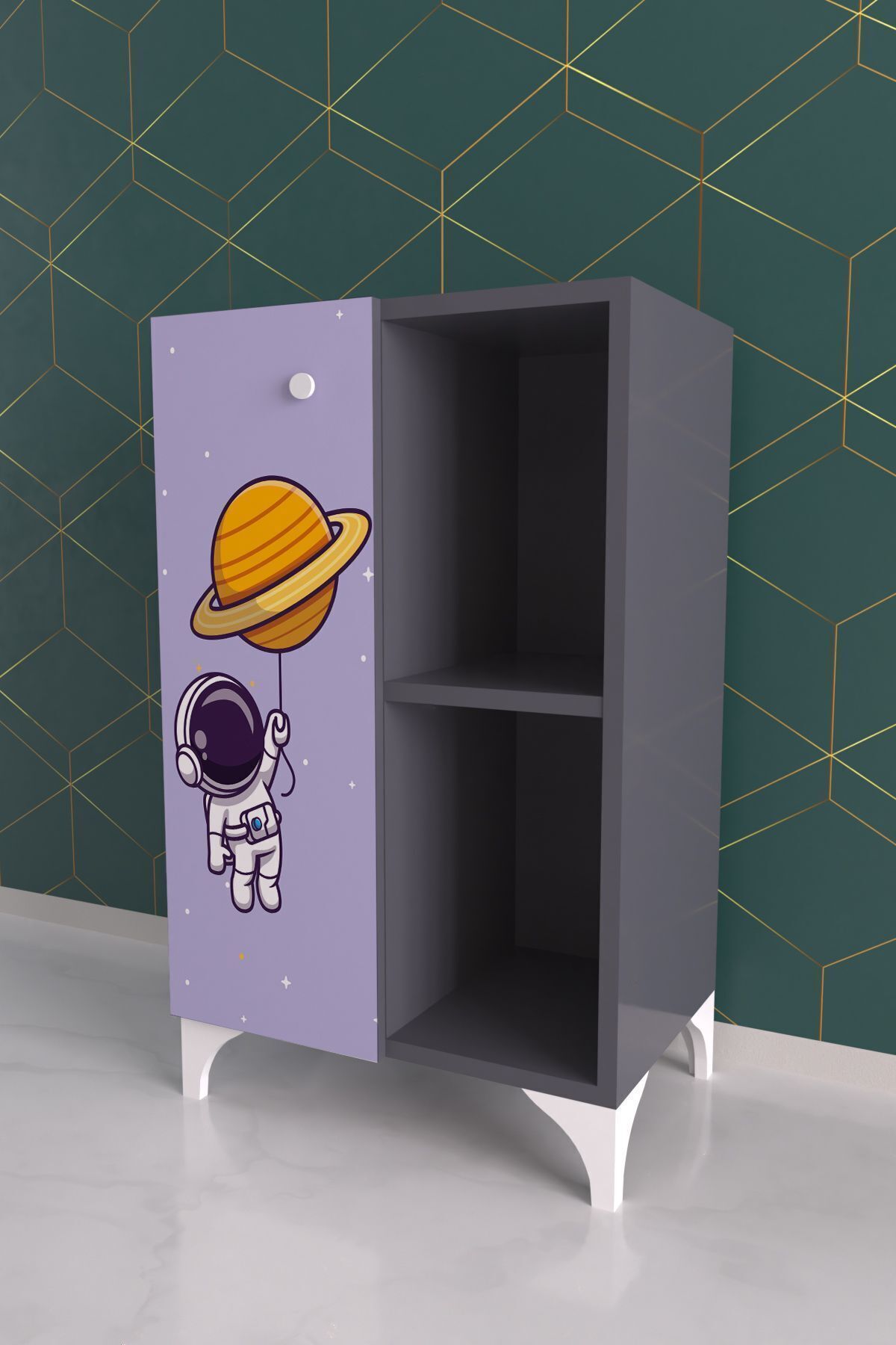 Hediyeler Kapında 2 Raflı tek kapak Tiny astronaut Çocuk Odası Çok Amaçlı Dolabı