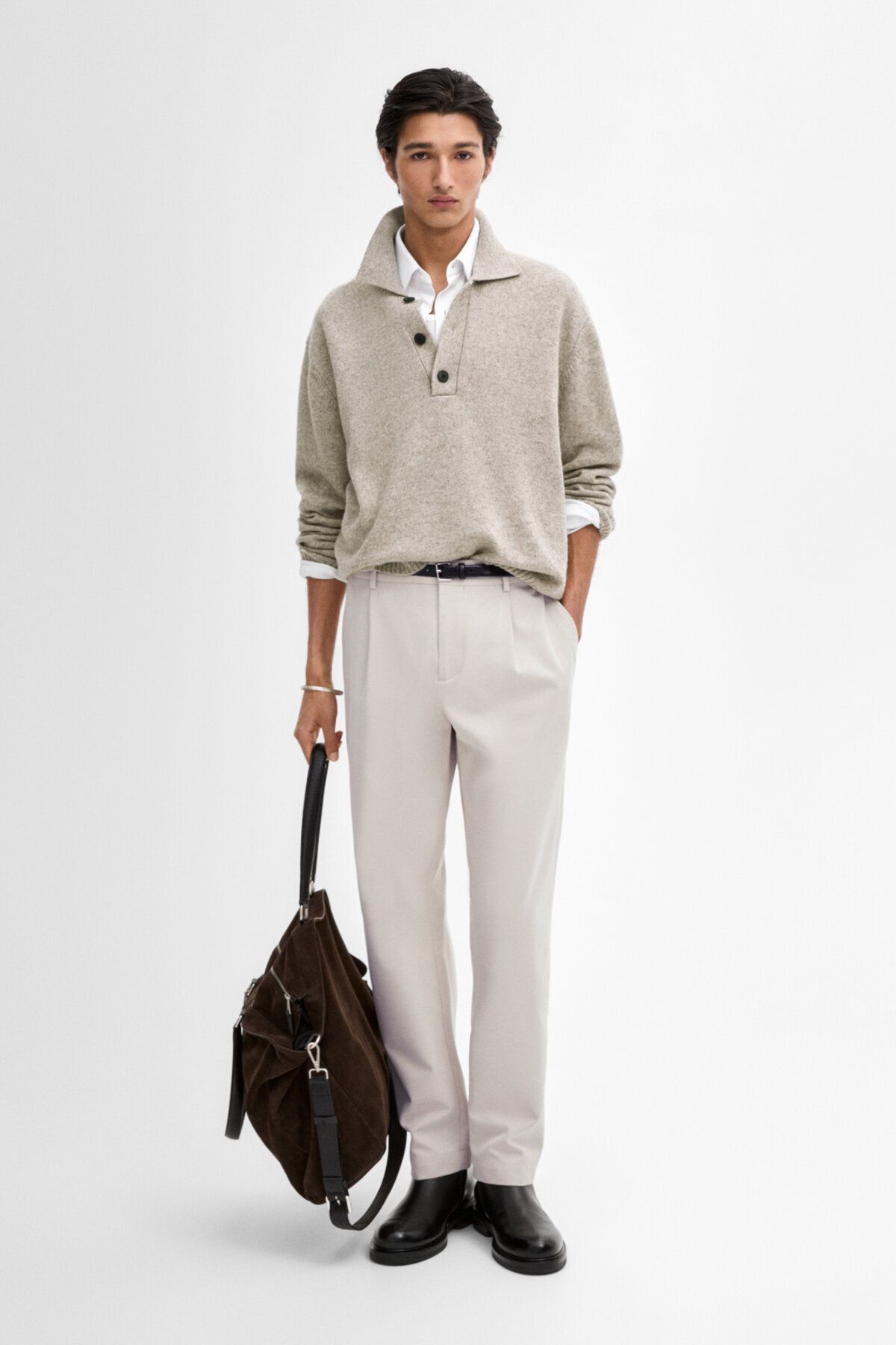 پلیور بافتنی سبک یقه پولو Massimo Dutti