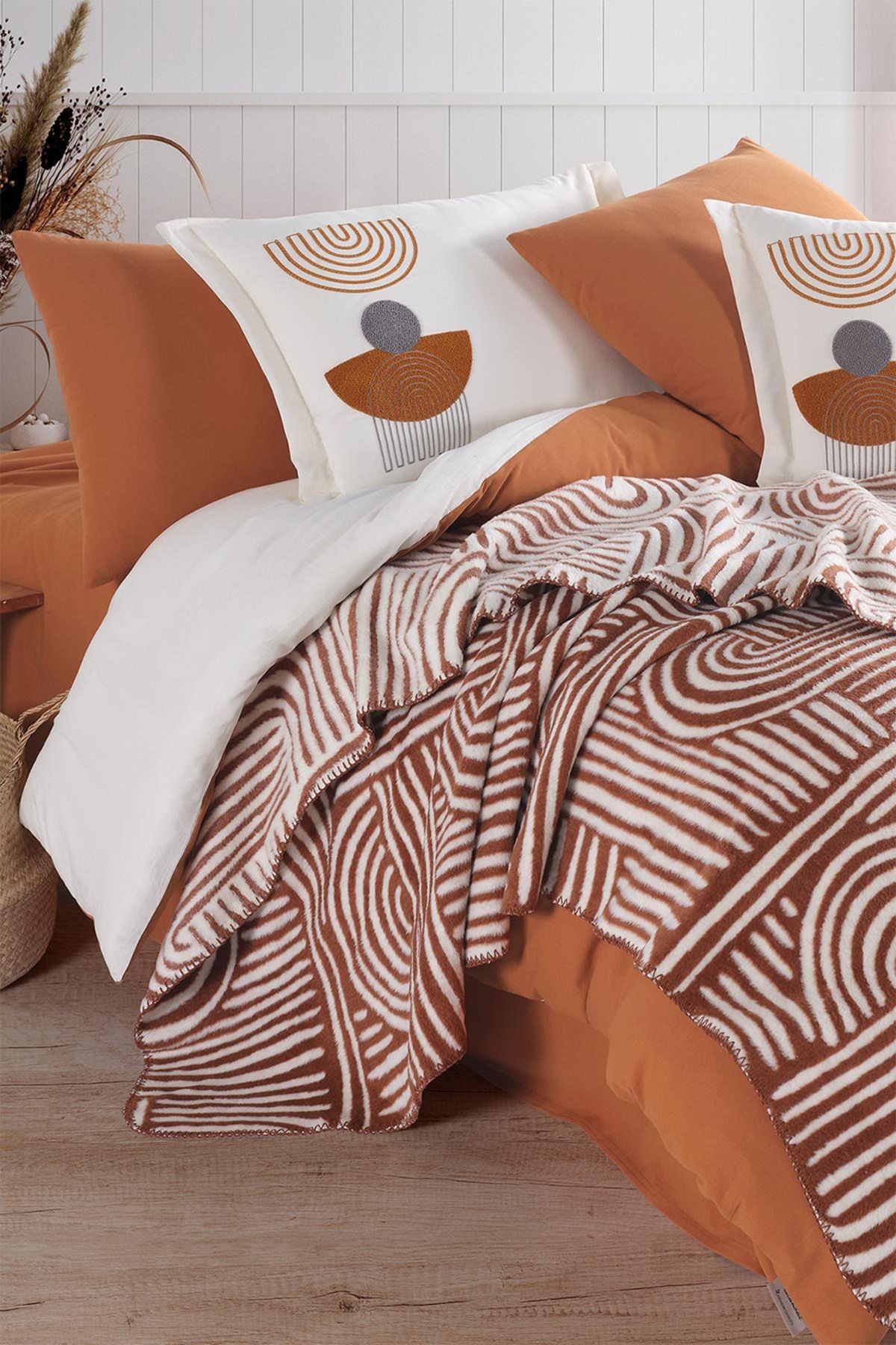 İyi Geceler İstanbul-Good Night Istanbul Babylon Tile Double 100% Cotton Duvet Cover and Blanket Set 4